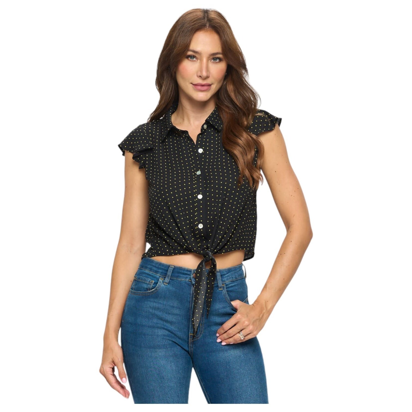 DNA DNA CAP SLEEVE TIE WAIST TOP 2433B-23053