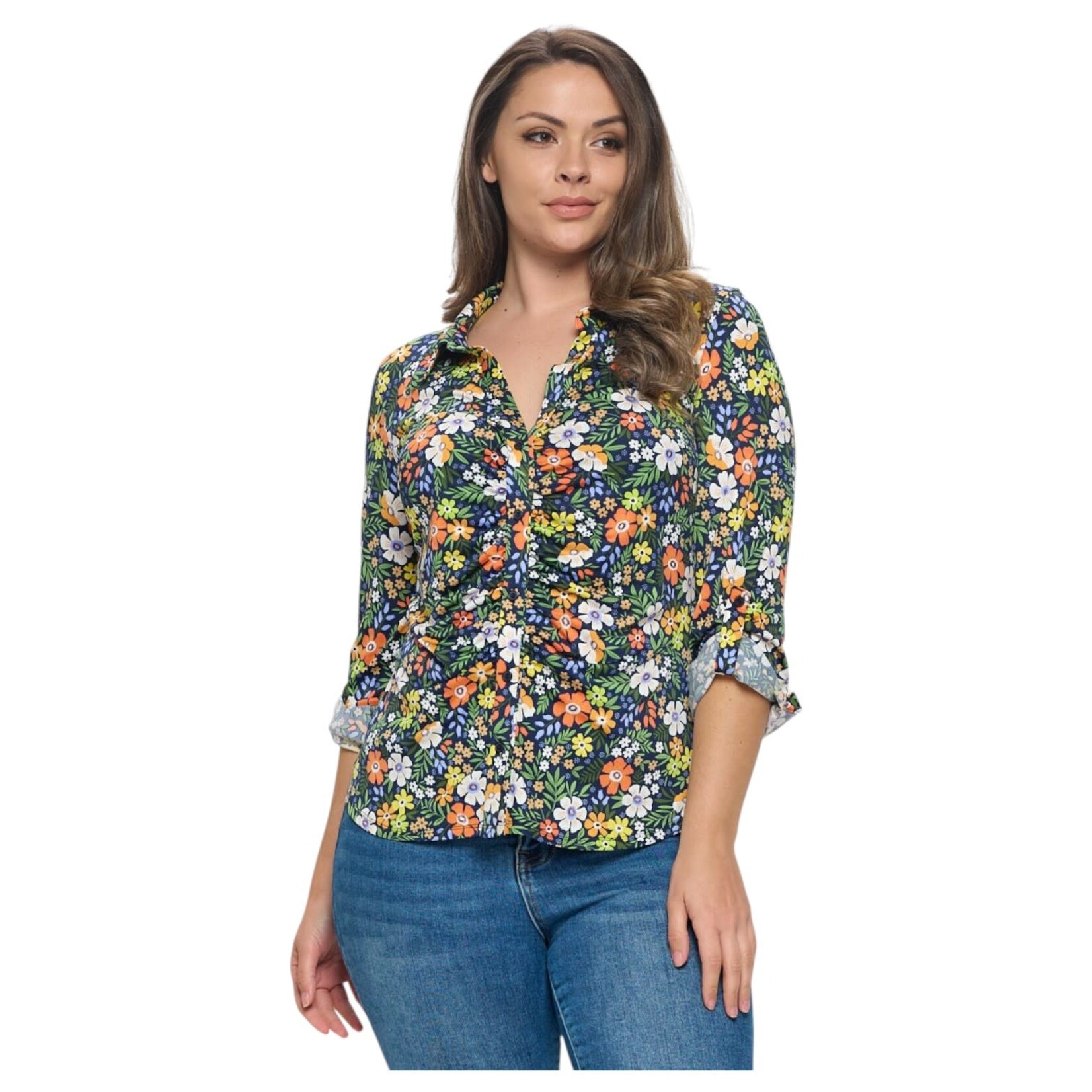 DNA DNA PLUS FLORAL RUCHED TOP 1450XB-22012