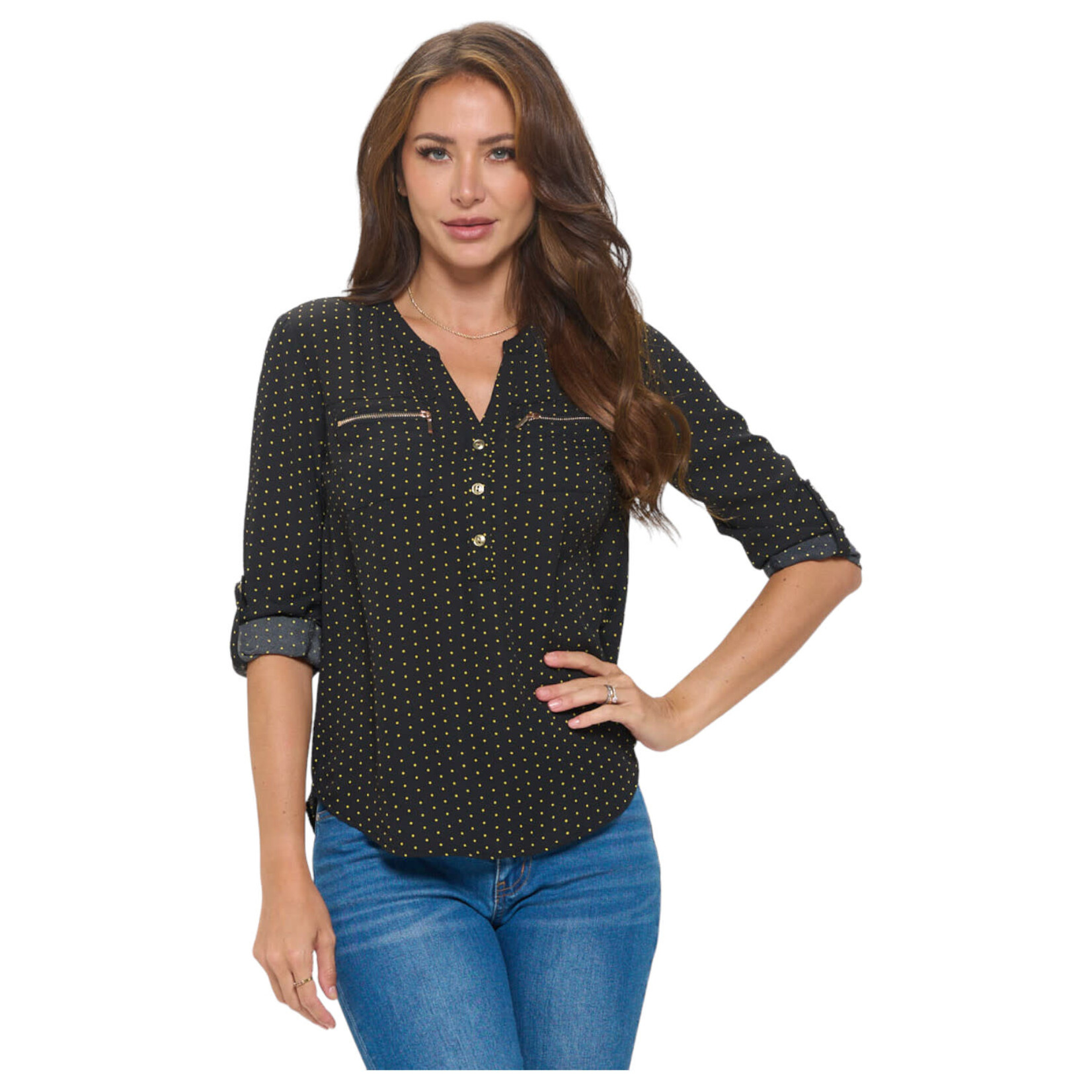 DNA DNA POLKA DOT 3/4 SLEEVE TOP 3407T-17063