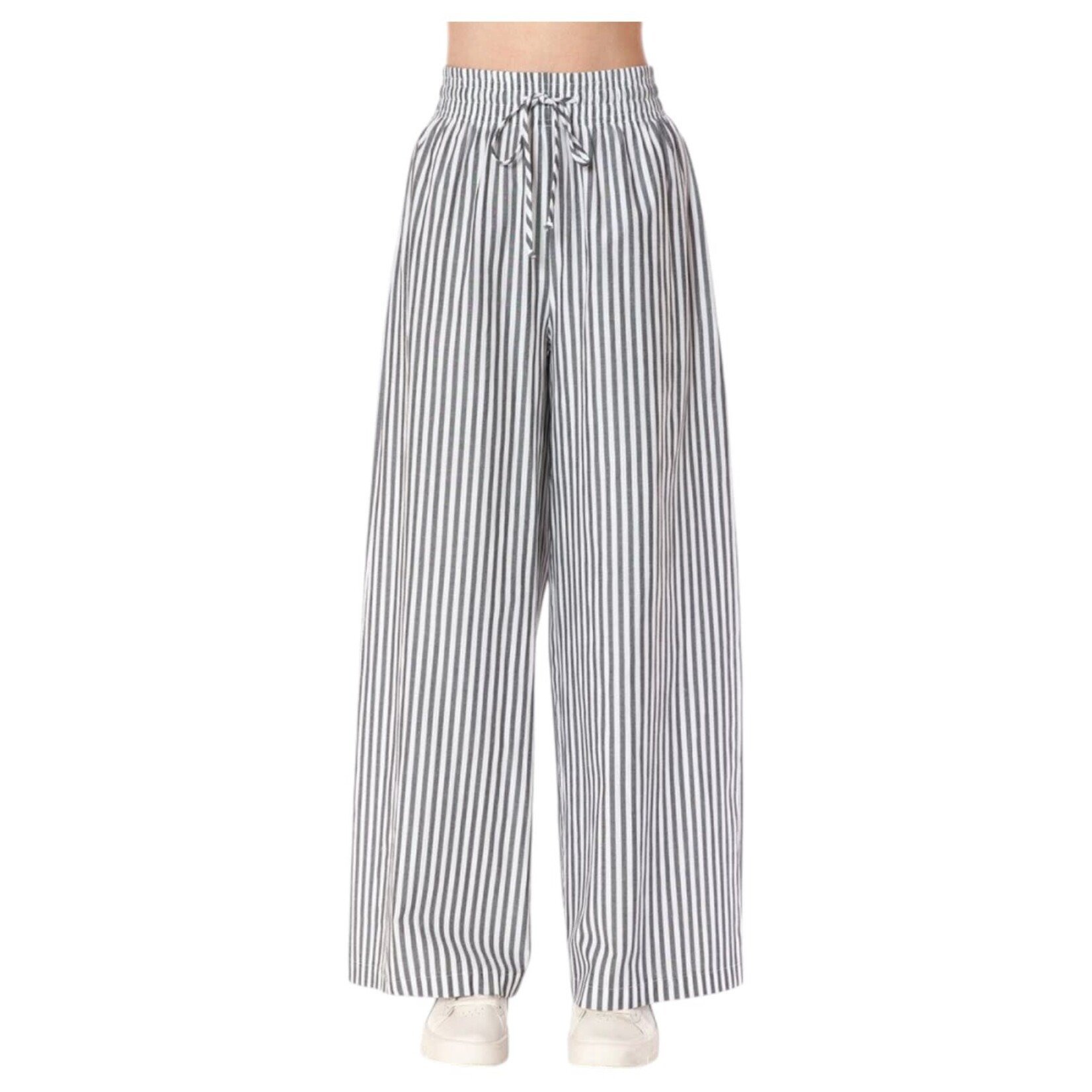 AMBIANCE APPAREL AMBIANCE STRIPE WIDE LEG DRAWSTRING PANT 76292-1