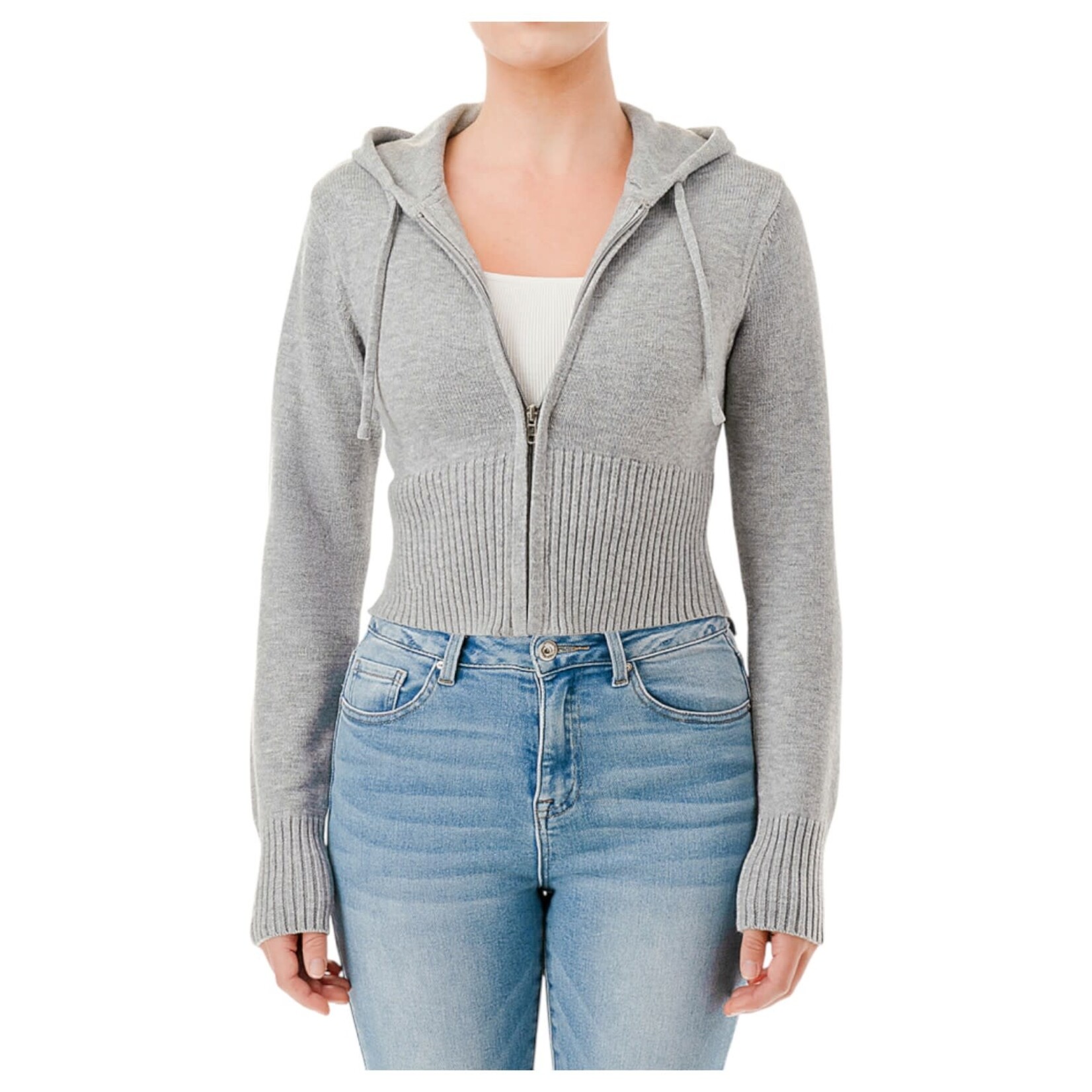 AMBIANCE APPAREL AMBIANCE CROP ZIP UP HOODIE 76713
