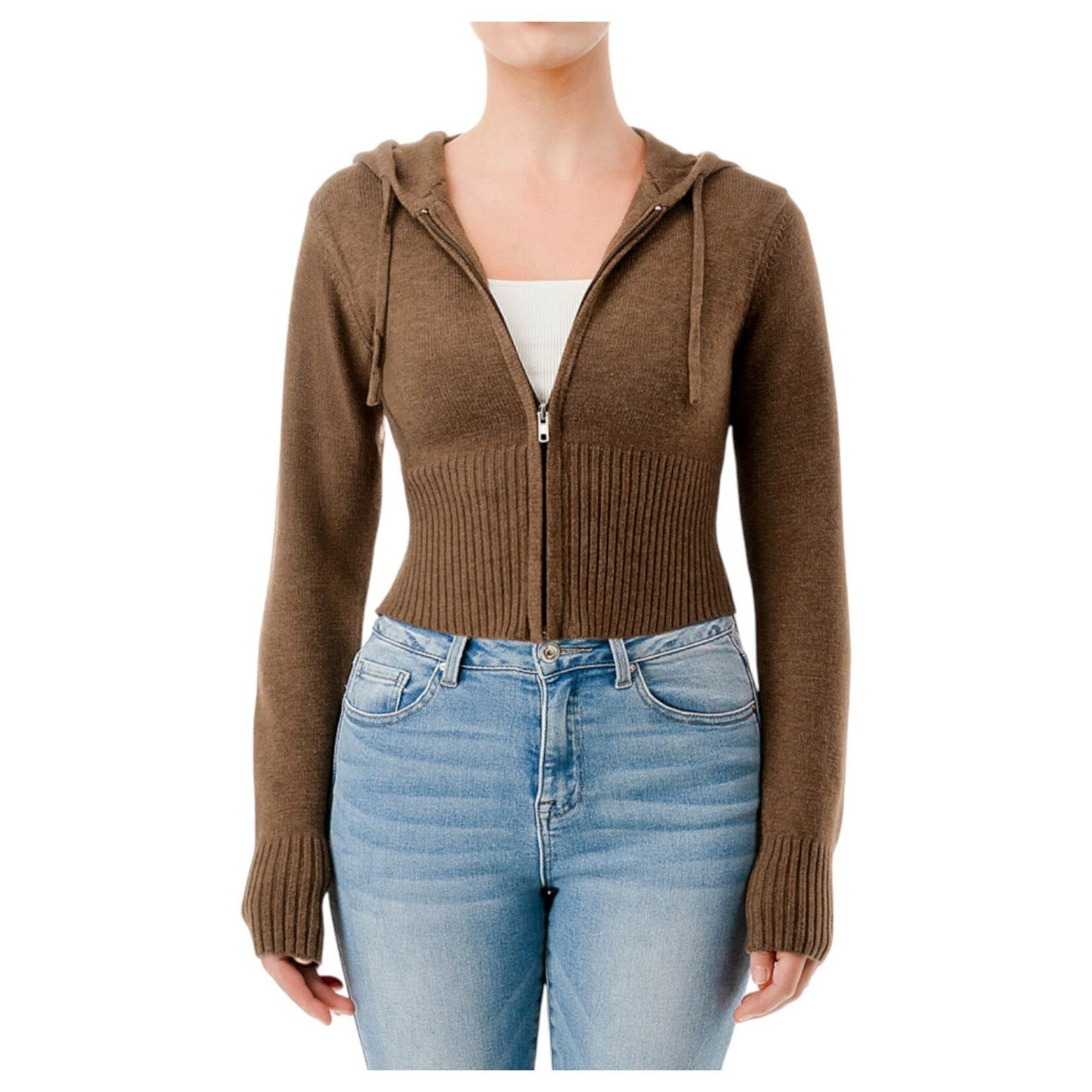 AMBIANCE APPAREL AMBIANCE CROP ZIP UP HOODIE 76713