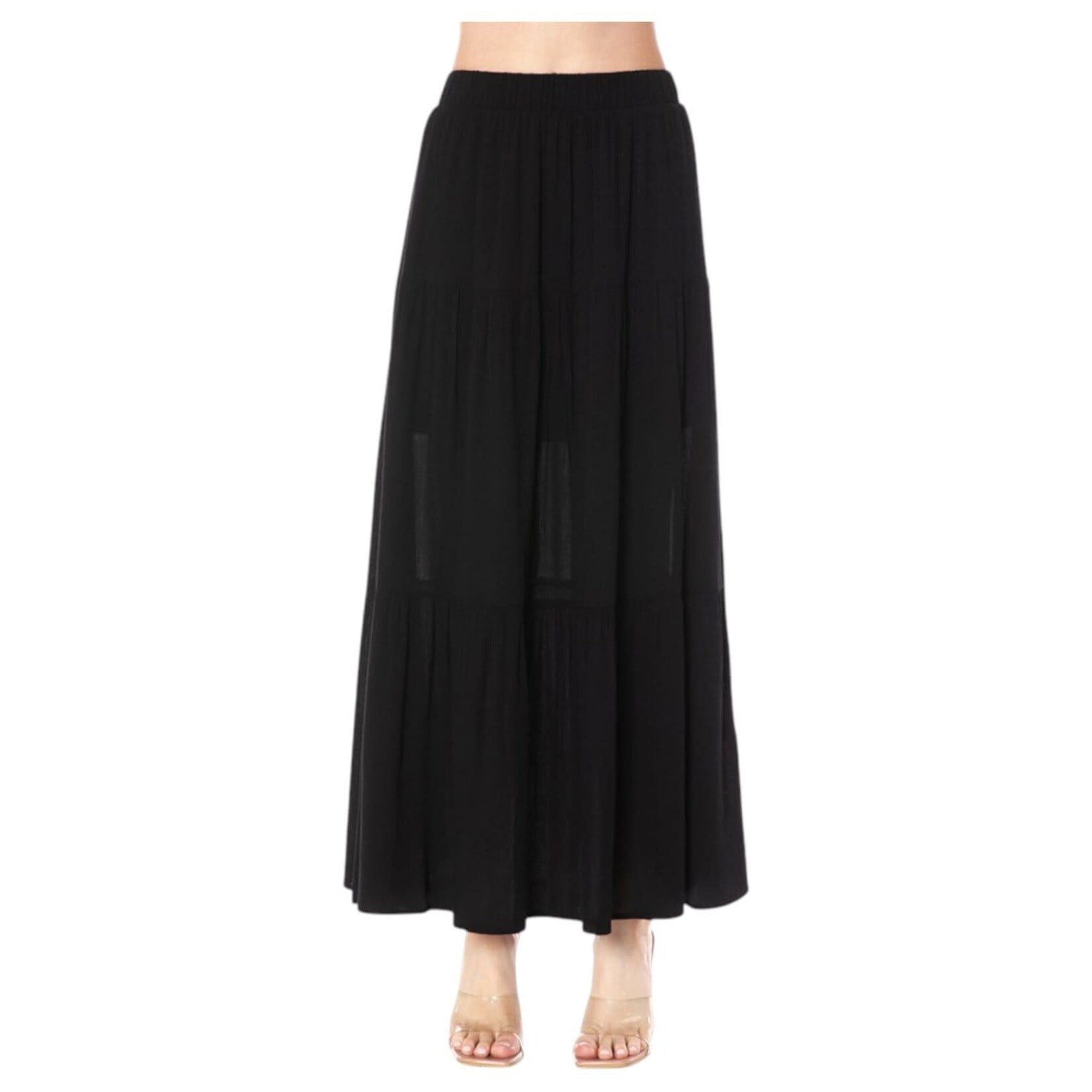 AMBIANCE APPAREL AMBIANCE ELASTIC WAIST TIERED MAXI SKIRT 76291