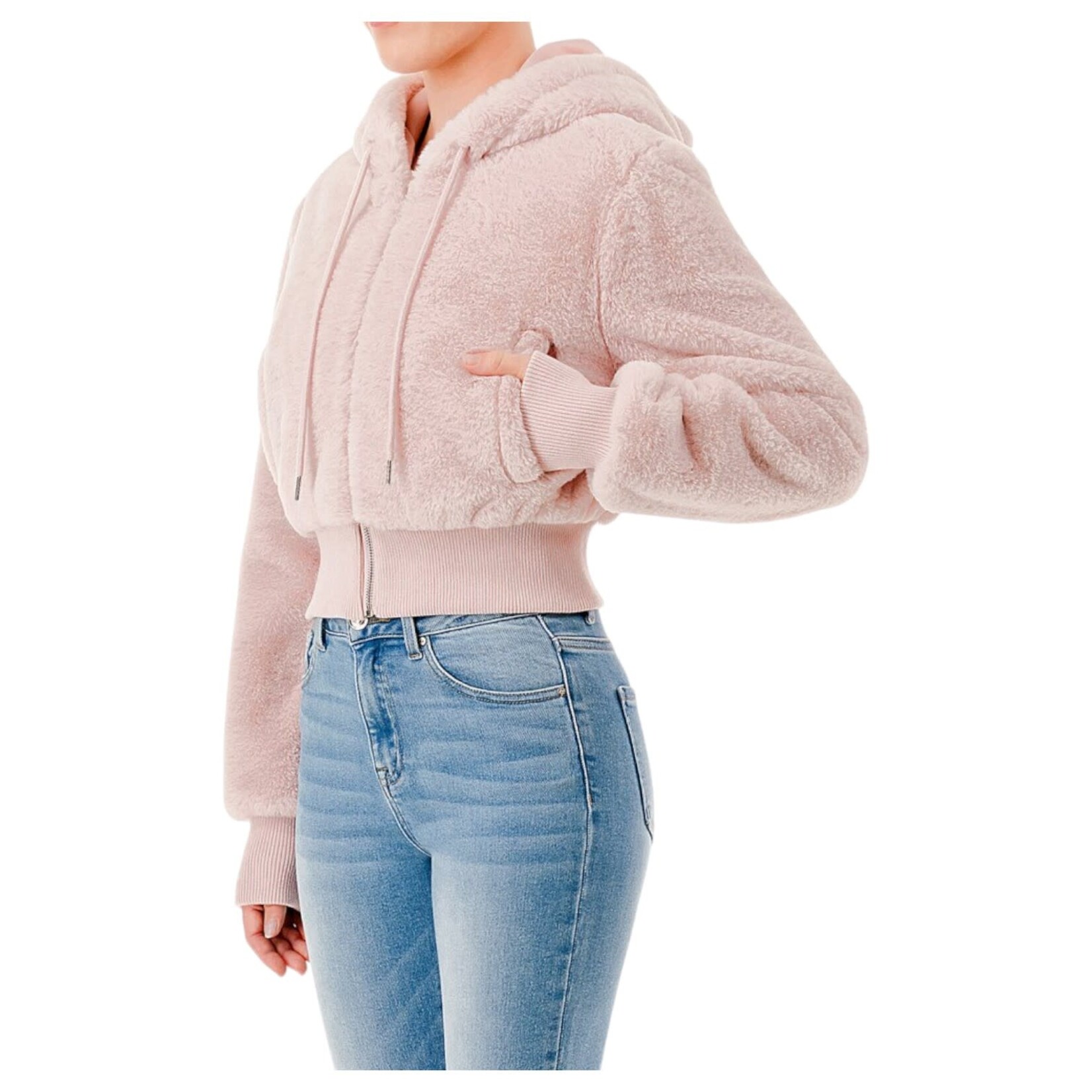 AMBIANCE APPAREL AMBIANCE FAUX FUR ZIP UP HOODIE 76799