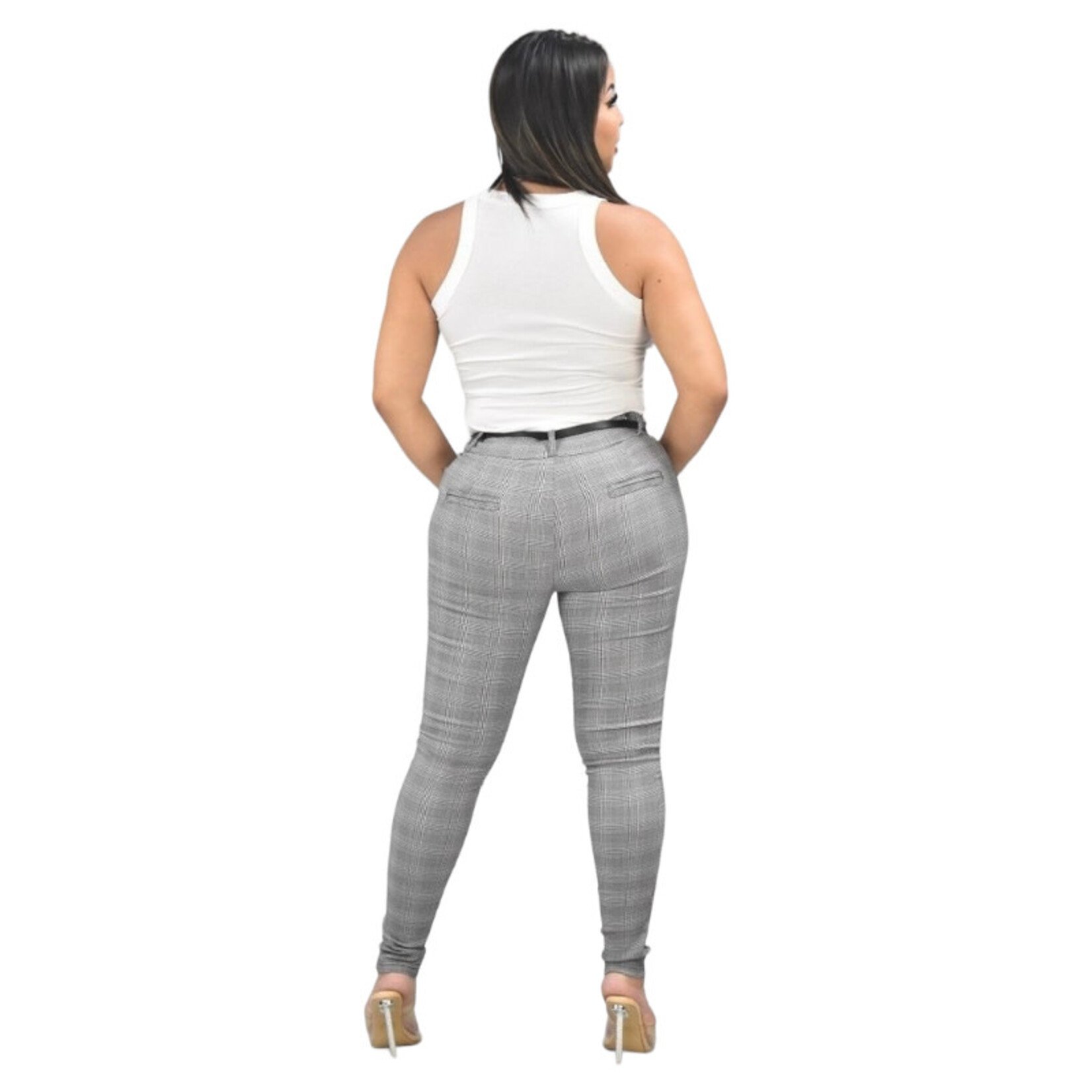 LAC BLEU LAC BLEU PLAID BELTED DRESSPANT A3666