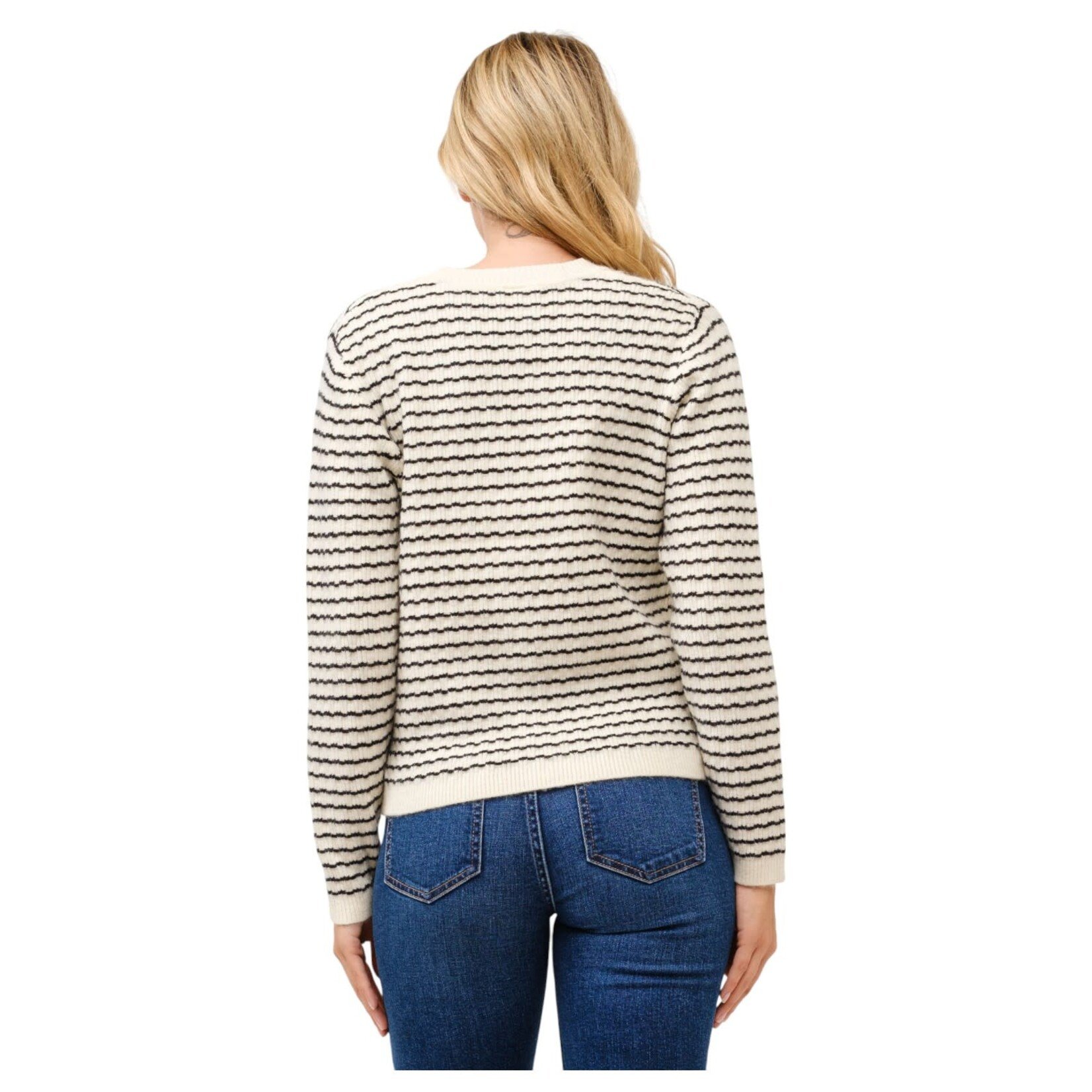 CIELO CIELO WOVEN STRIPE BUTTON UP CARDIGAN SW93