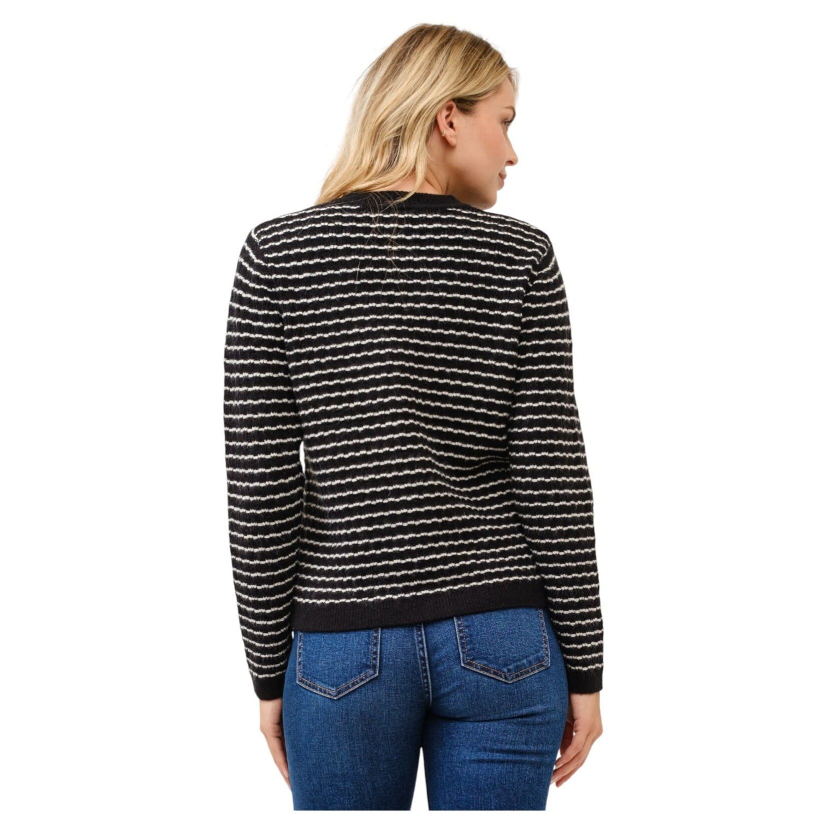 CIELO CIELO WOVEN STRIPE BUTTON UP CARDIGAN SW93