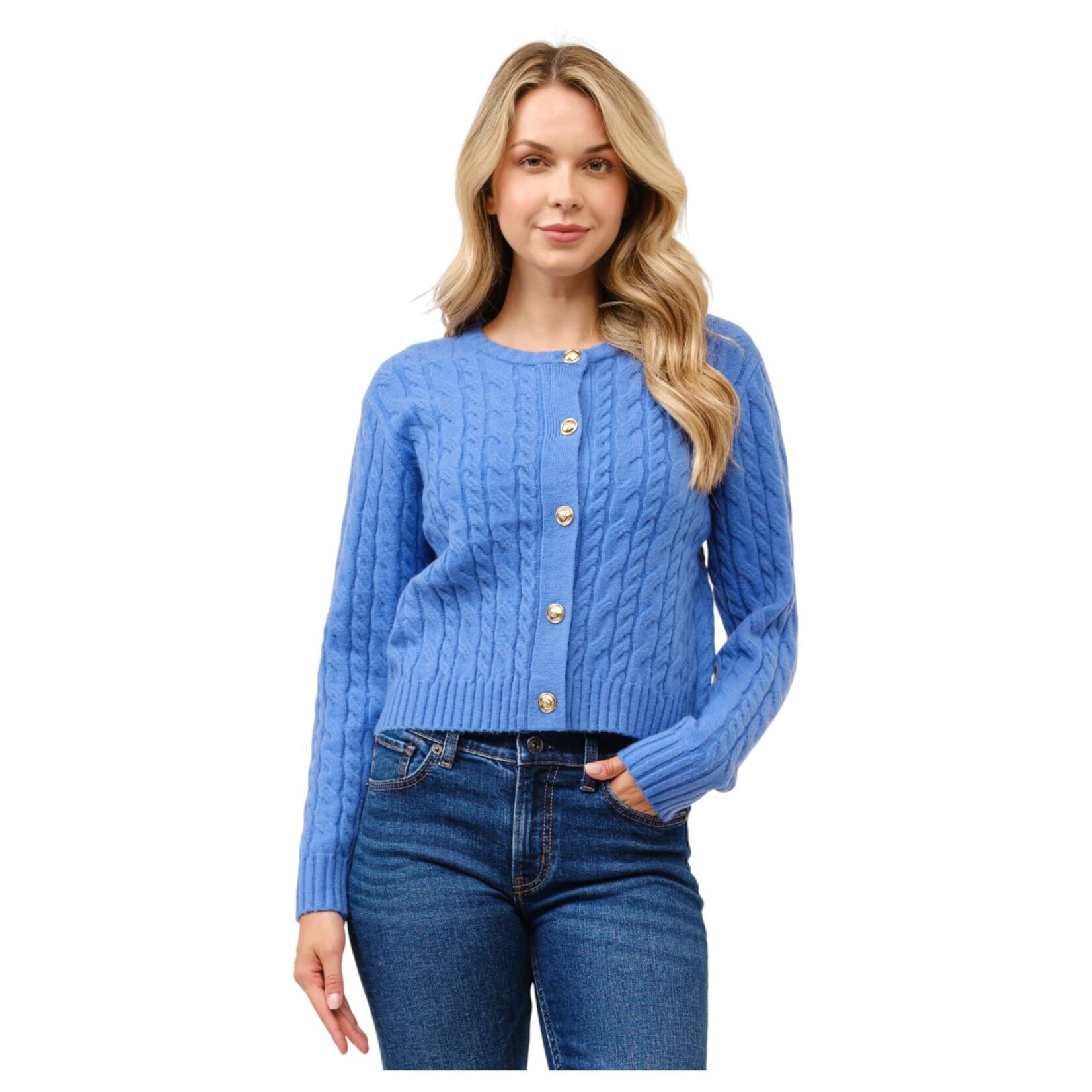CIELO CIELO CABLE KNIT BUTTON UP CARDIGAN SW19