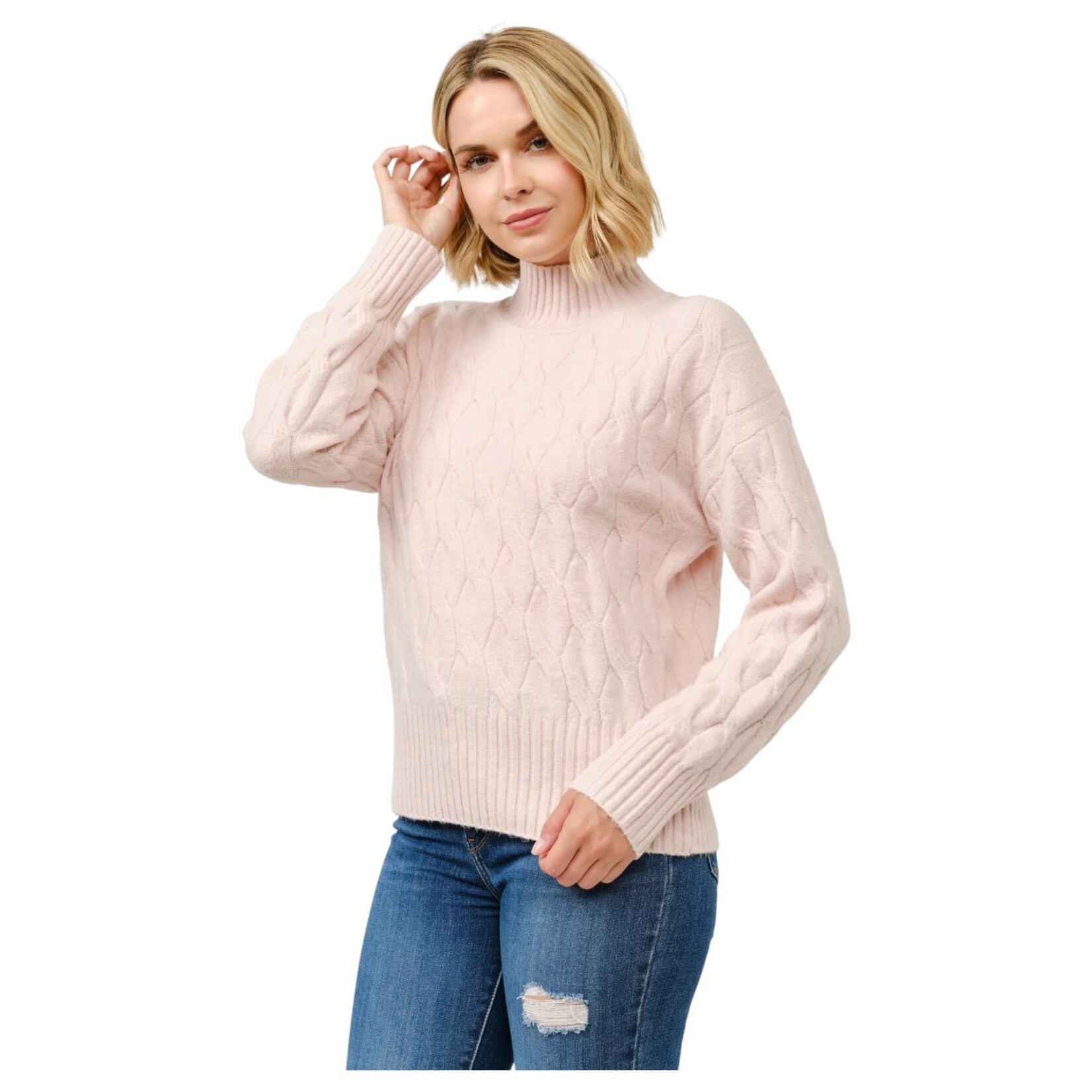 CIELO CIELO CABLE KNIT TURTLE NECK PULLOVER SWEATER SW723