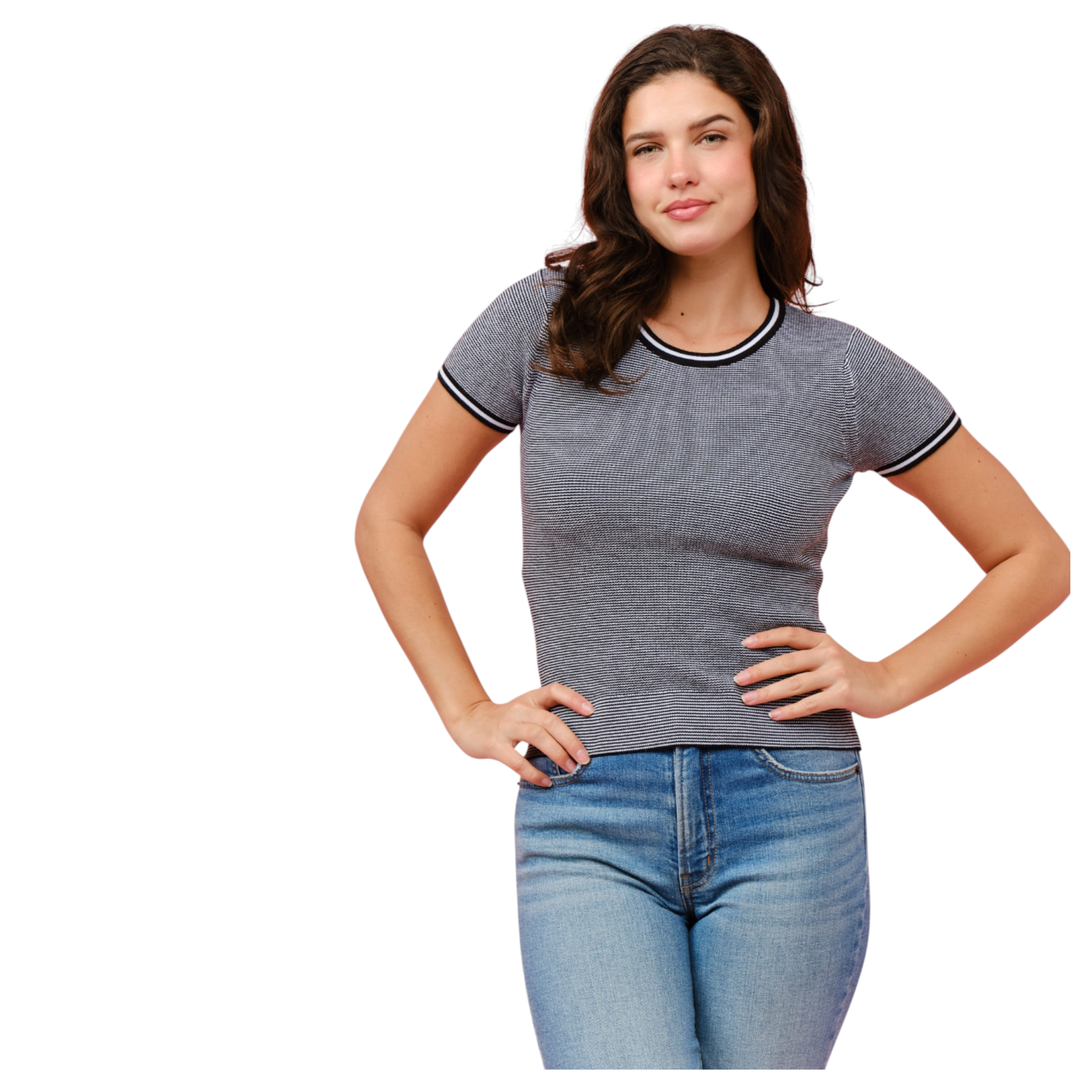 CIELO CIELO EXTRA STRETCHY SHORT SLEEVE PULL OVER SWEATER SW416