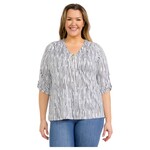 PERSEPTION PERSEPTION PLUS 3/4 SLEEVE SQUARE ZIPPER TOP TP-WM-1425