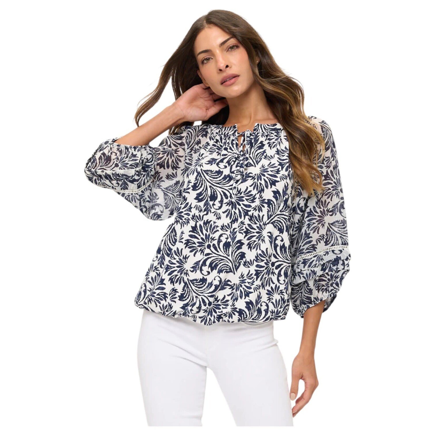 PERSEPTION PERSEPTION 3/4 BUBBLE SLEEVE TOP TP-MS-1459