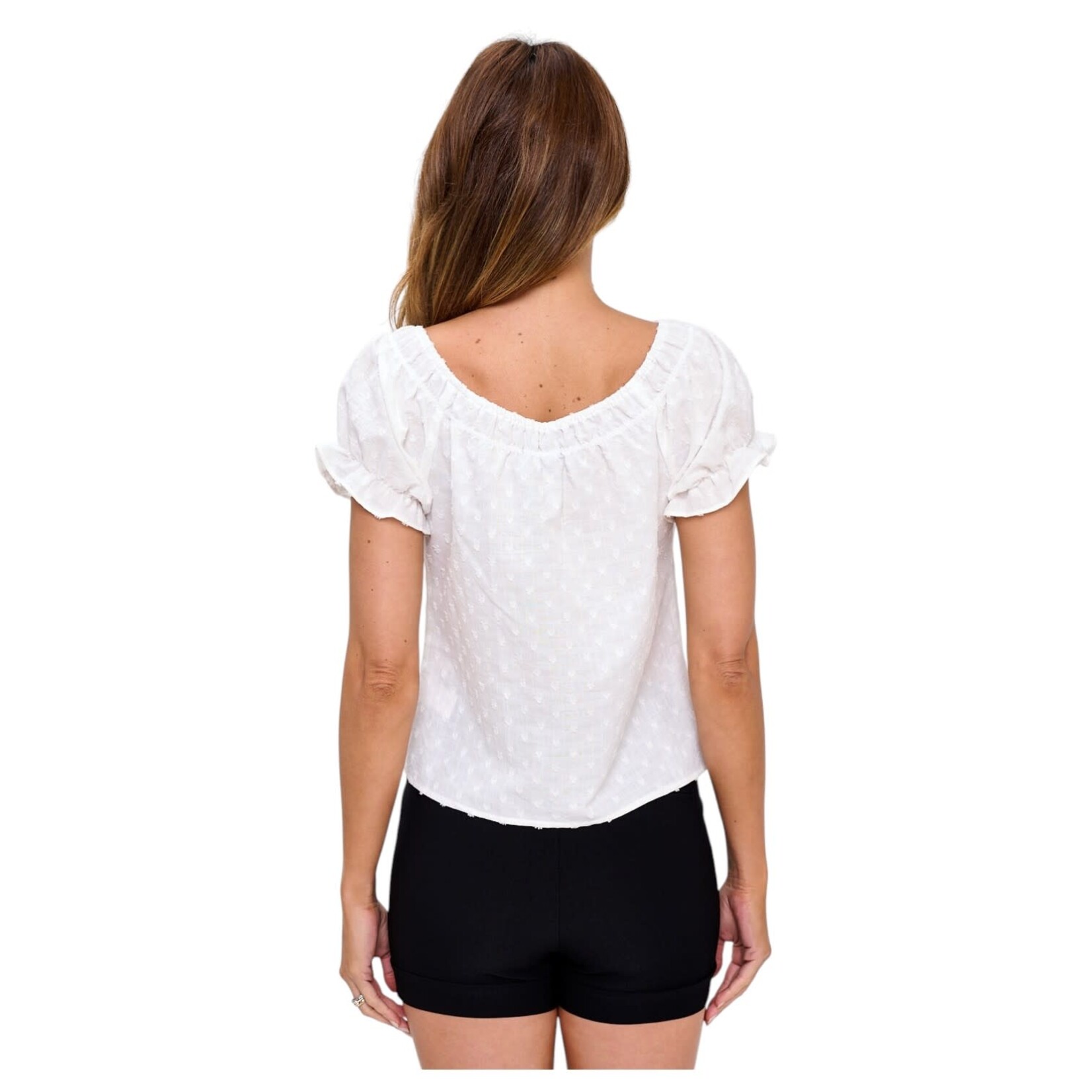 CHOCOLATE CHOCOLATE RUFFLE SHORT SLEEVE TOP MT5057