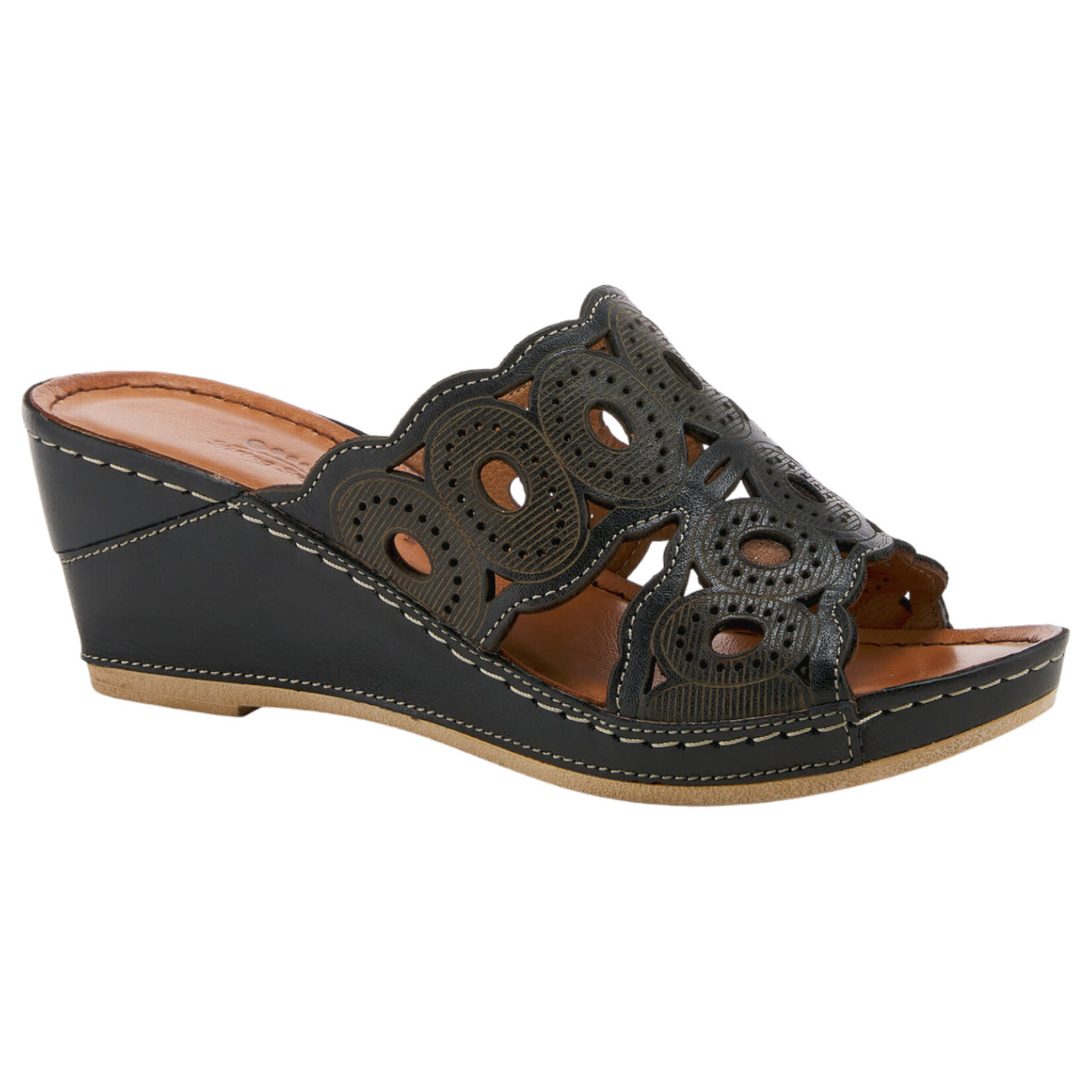 SPRING STEP SPRING STEP LAZER CUT WEDGE SLIPPER LABARNAS