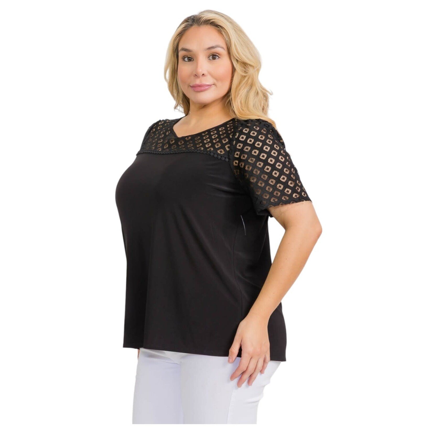 PERSEPTION PERSEPTION PLUS ILLUSION CROCHET DOLMAN TOP TP-WM-2112