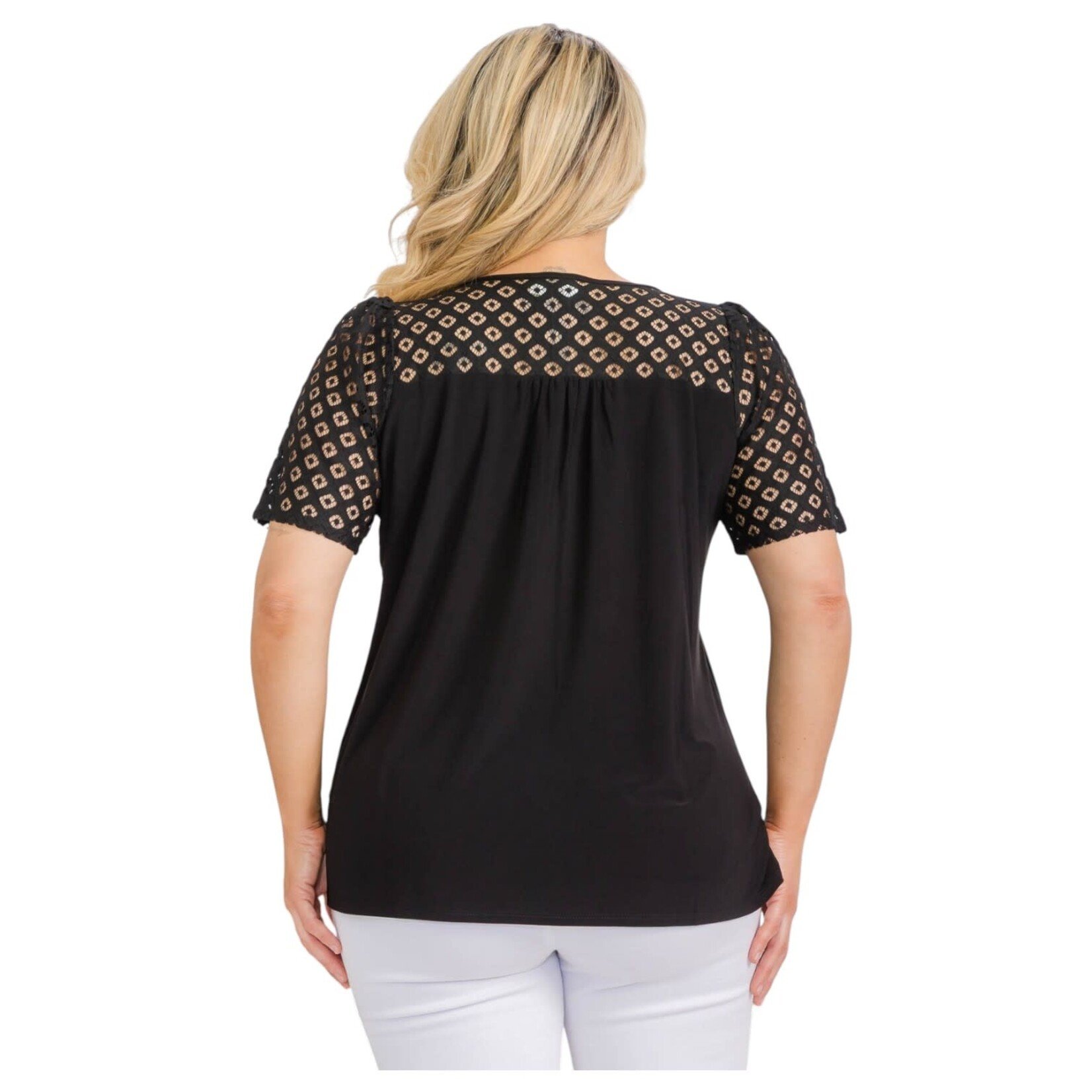PERSEPTION PERSEPTION PLUS ILLUSION CROCHET DOLMAN TOP TP-WM-2112