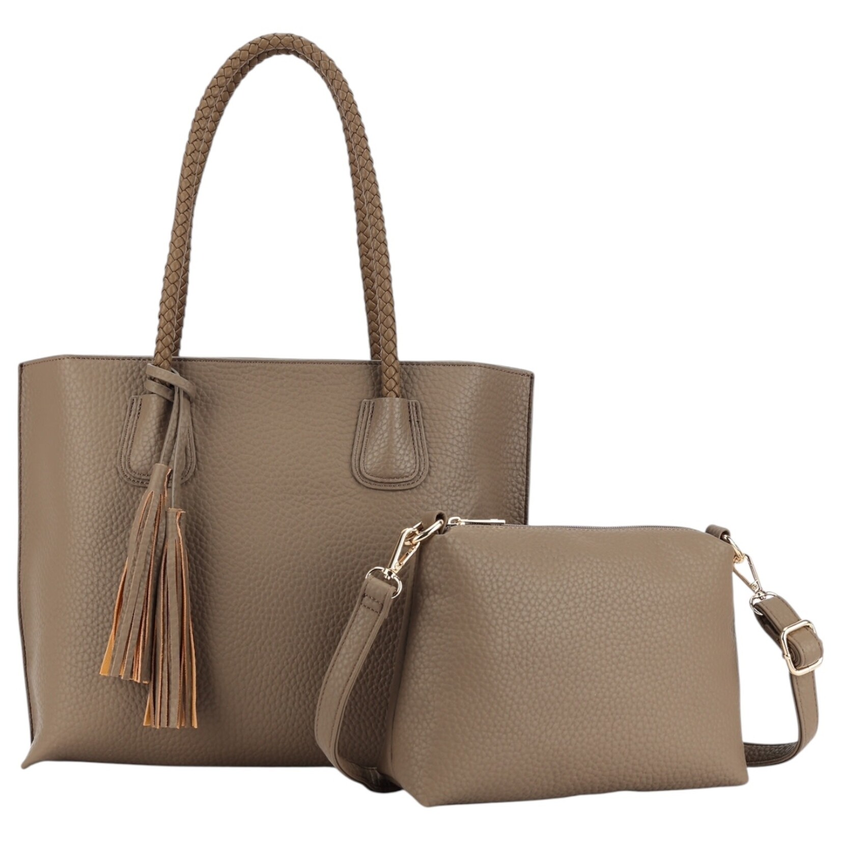 PROYA FASHION PROYA 2PC SET BRAIDED HANDLE TOTE WITH TASSLEL 25-185
