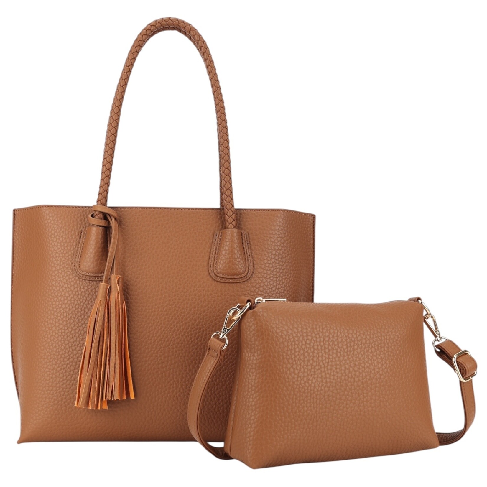PROYA FASHION PROYA 2PC SET BRAIDED HANDLE TOTE WITH TASSLEL 25-185