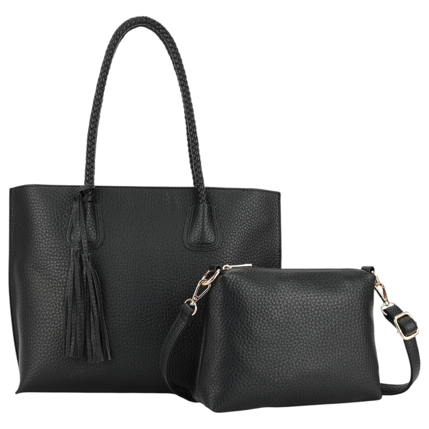 PROYA FASHION PROYA 2PC SET BRAIDED HANDLE TOTE WITH TASSLEL 25-185