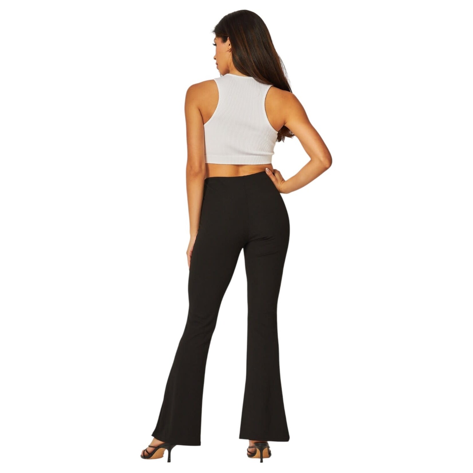 LOVE POEM LOVE POEM STRETCHY RIBBED HIGH WAIST FLARE PANT RB42-1F