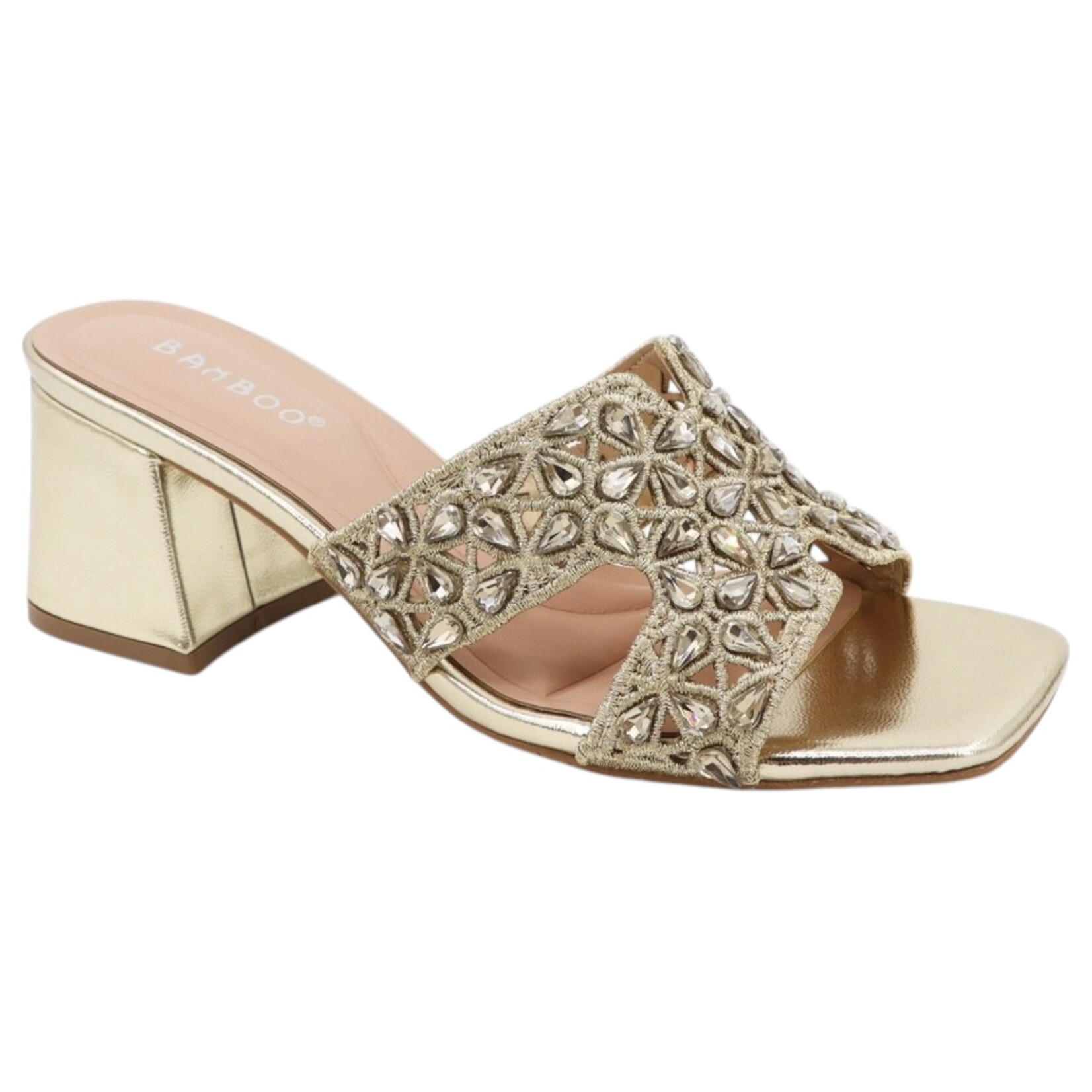 BAMBOO BAMBOO GEM EMBELLISHED BLOCK HEEL MIA-02