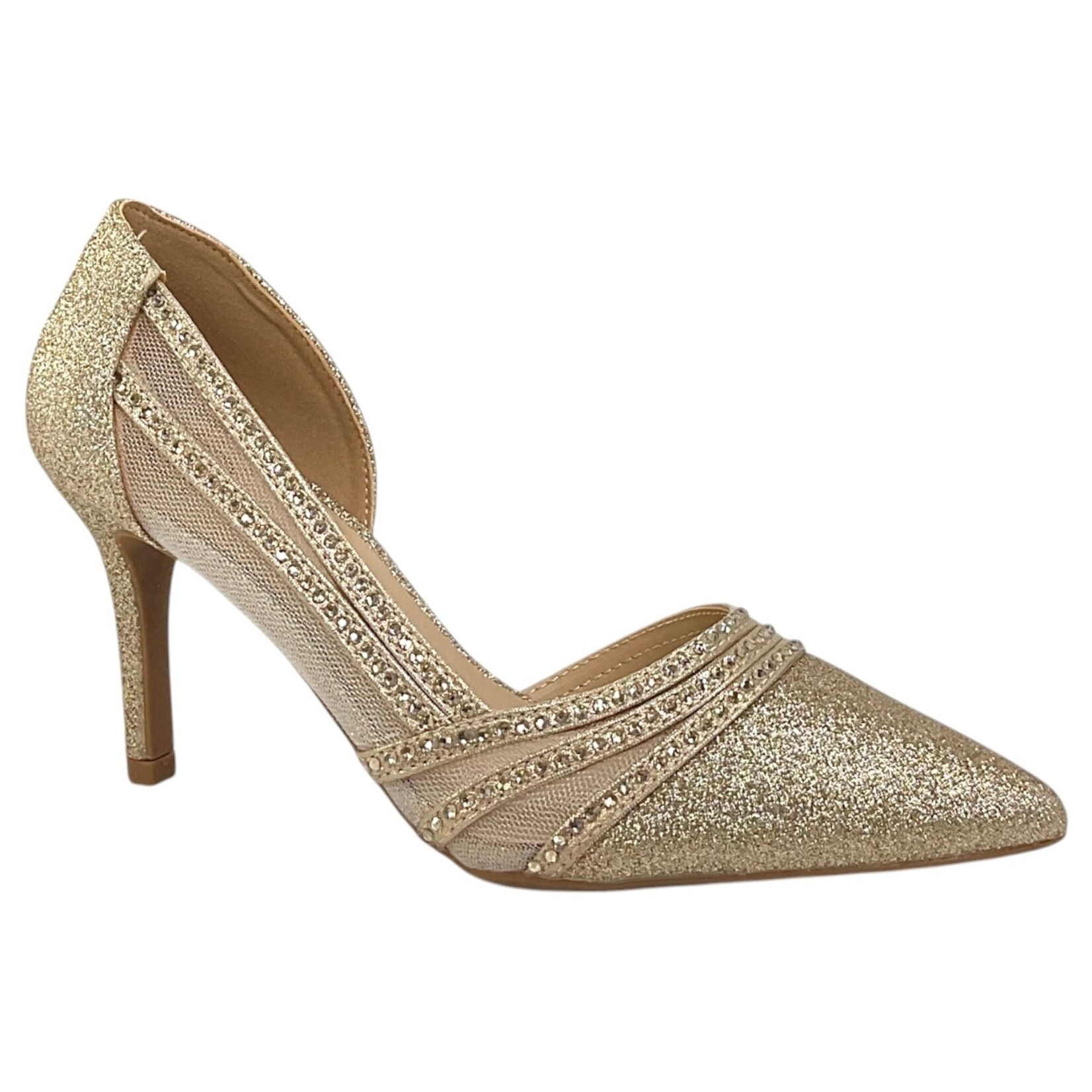 SODA SODA GLITTER MESH POINTED TOE HEEL ENHANCE