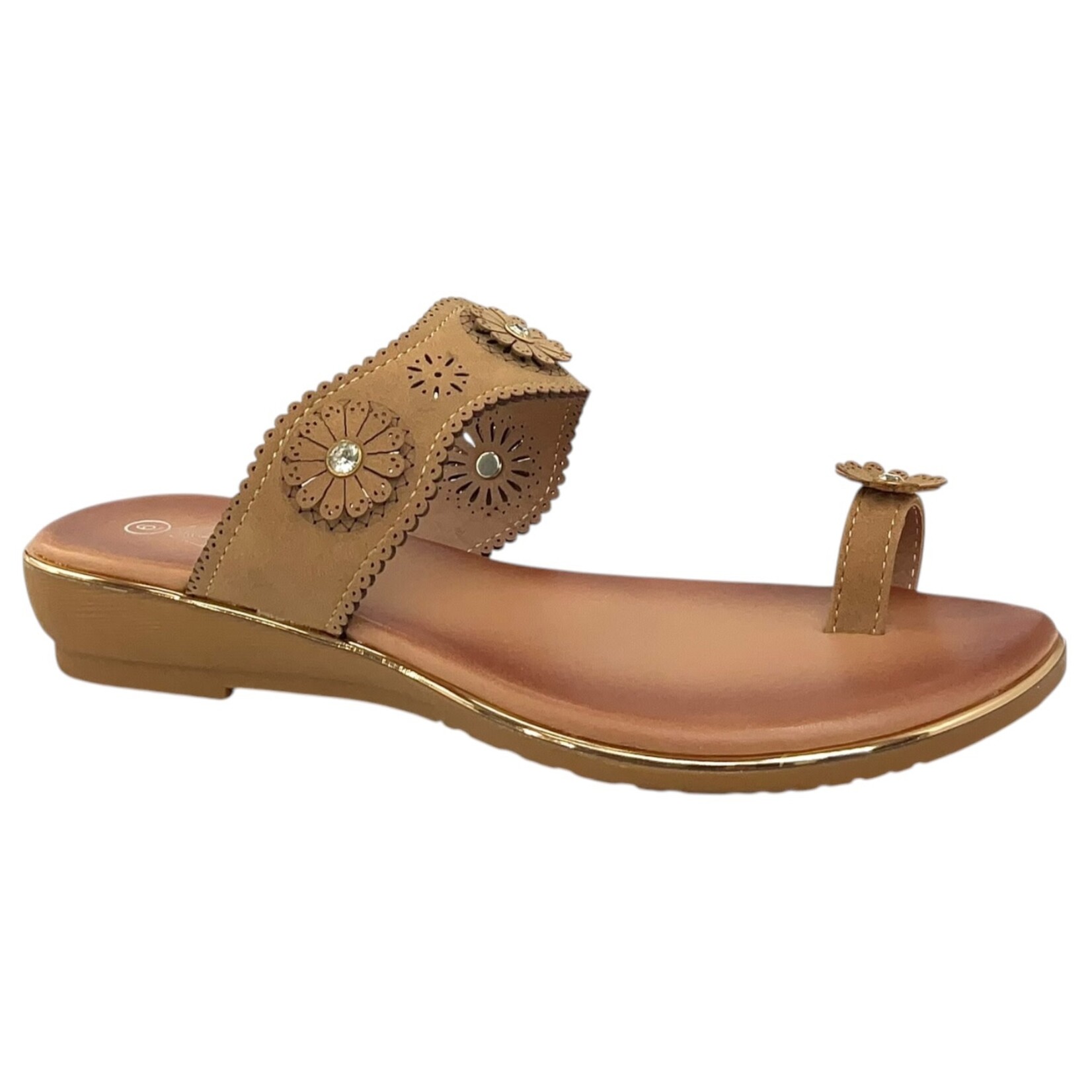 ATALINA ATALINA FLORAL LAZERCUT BAND TOE RING SLIPPER DF9765