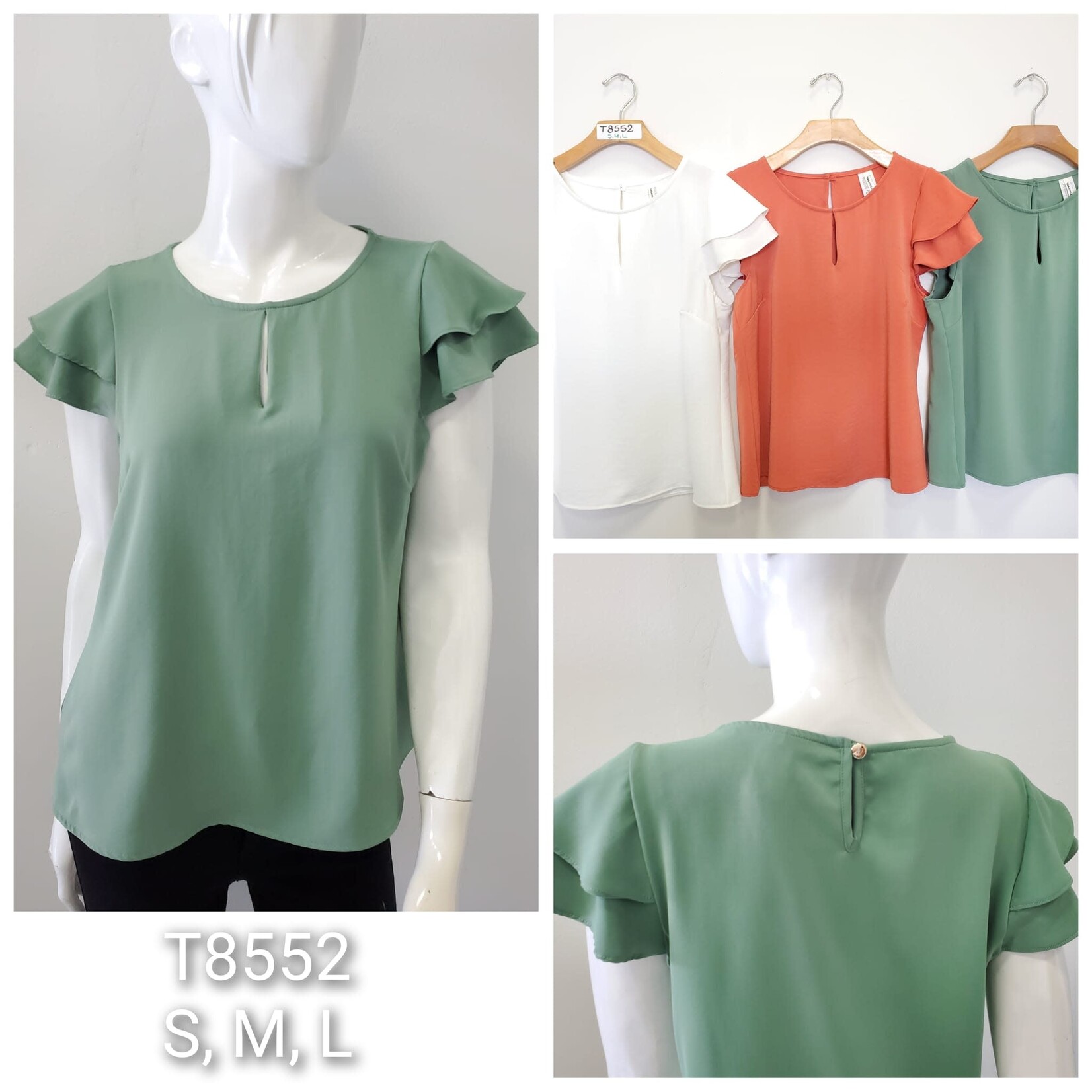 BON AMI BON AMI DOUBLE RUFFLE CAP SLEEVE TOP T8552