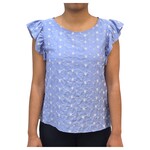 BON AMI BON AMI RUFFLE CAP SLEEVE EYELET TOP T8508