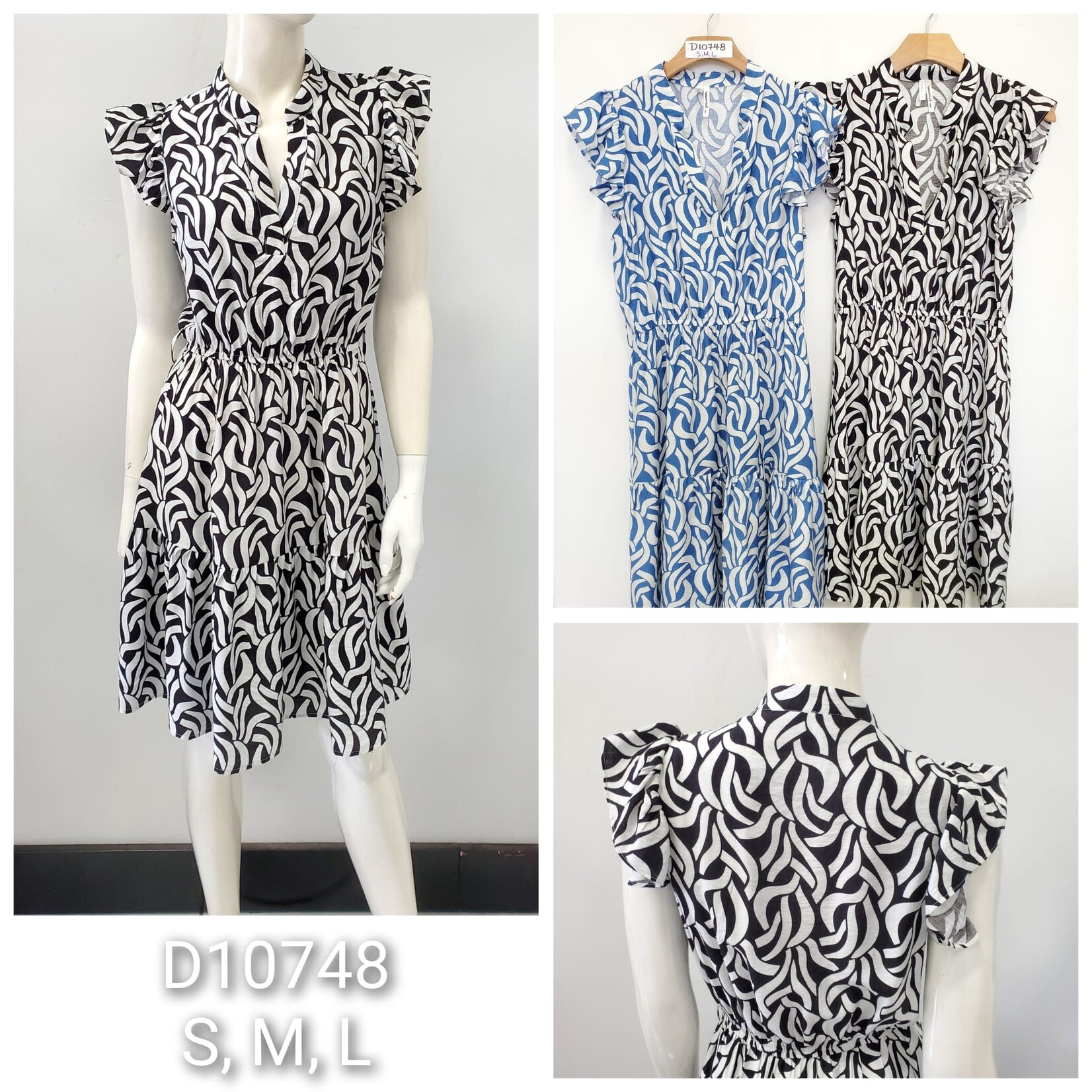 BON AMI BON AMI ELASTIC WAIST CAP SLEEVE DRESS D10748W