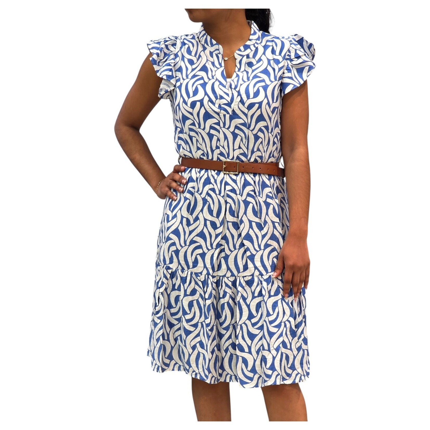 BON AMI BON AMI ELASTIC WAIST CAP SLEEVE DRESS D10748W