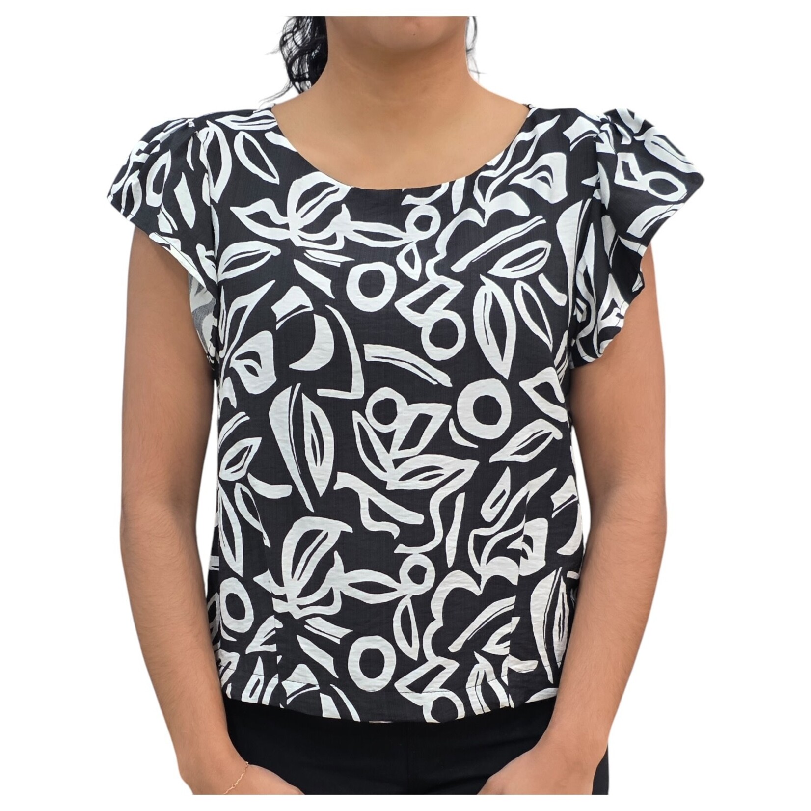 BON AMI BON AMI FLORAL SHORT SLEEVE TOP T8374