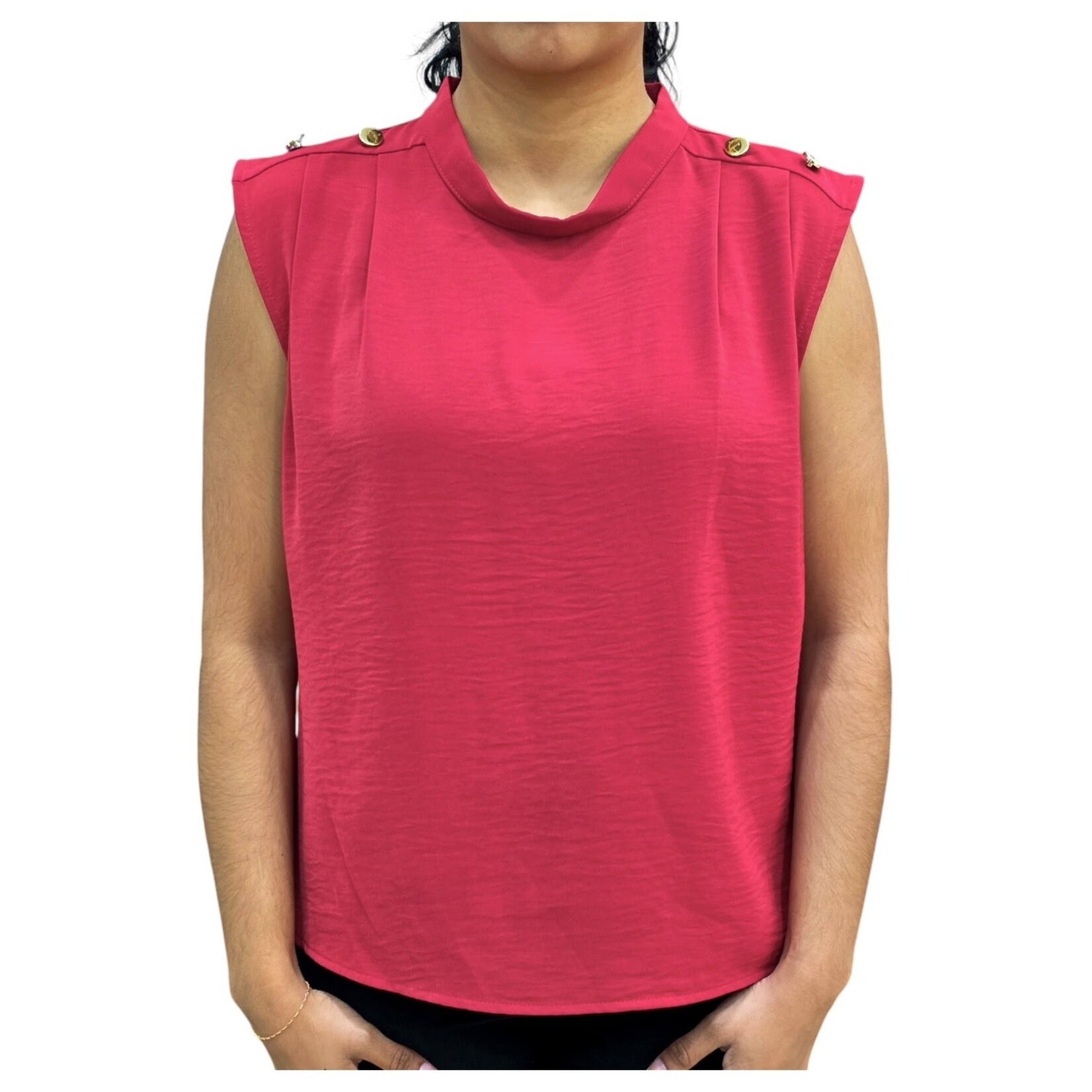 BON AMI BON AMI SLEEVELESS TOP WITH SHOULDER BUTTON DETAIL T8356