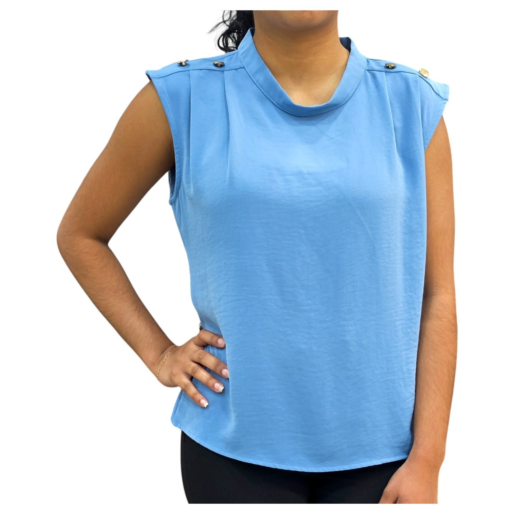 BON AMI BON AMI SLEEVELESS TOP WITH SHOULDER BUTTON DETAIL T8356
