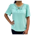 BON AMI BON AMI LACE DETAIL SHORT SLEEVE TOP M8447