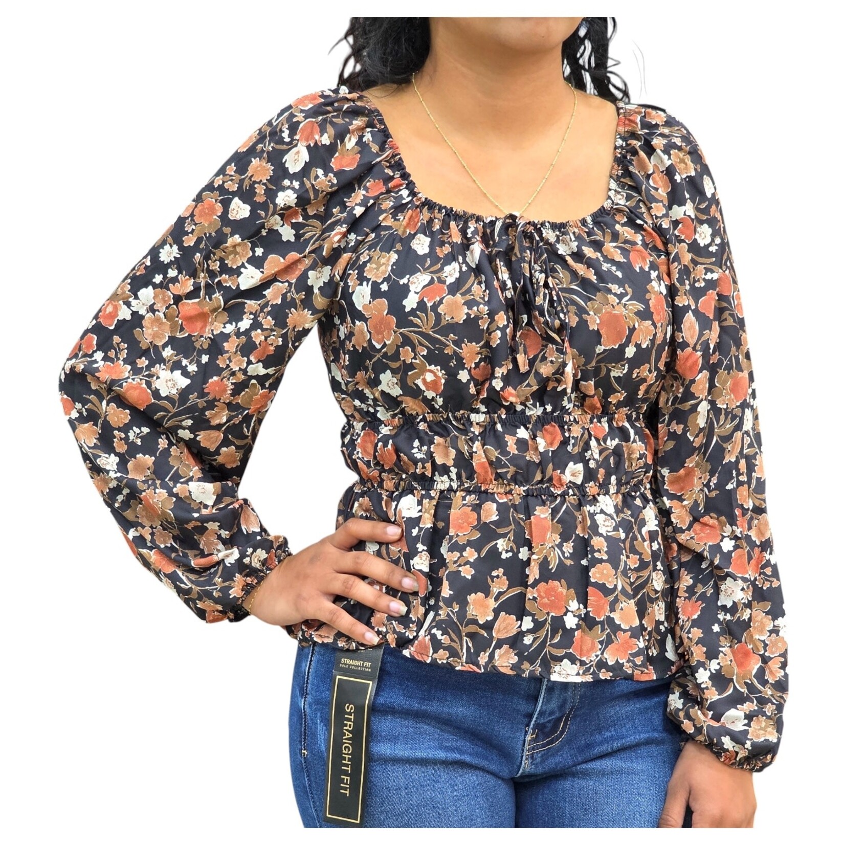 ZAWARY ZAWARY LONG SLEEVE FLORAL TOP WE-1513