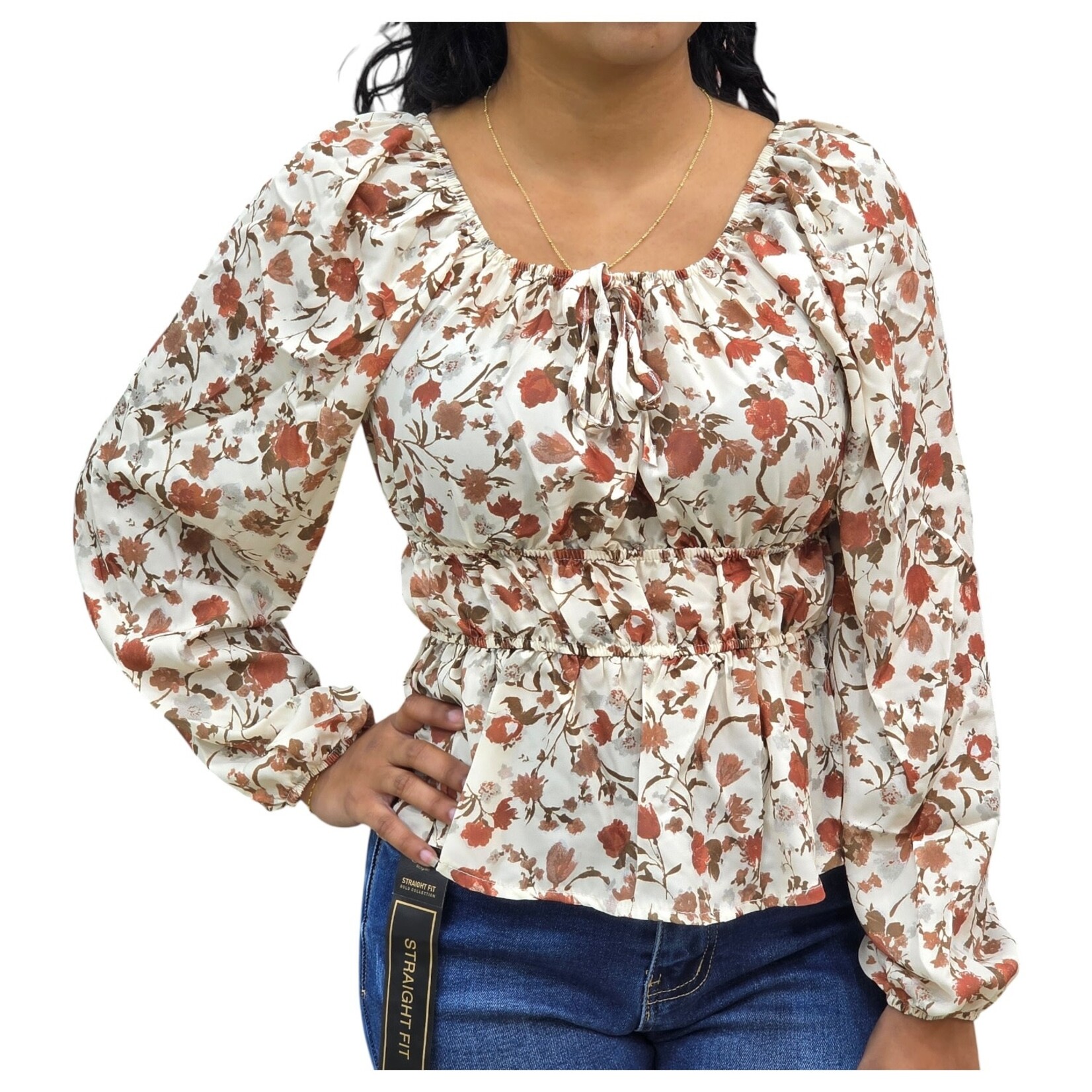 ZAWARY ZAWARY LONG SLEEVE FLORAL TOP WE-1513