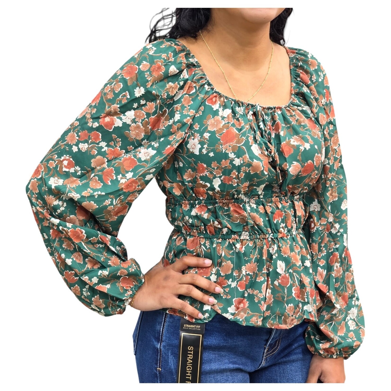 ZAWARY ZAWARY LONG SLEEVE FLORAL TOP WE-1513