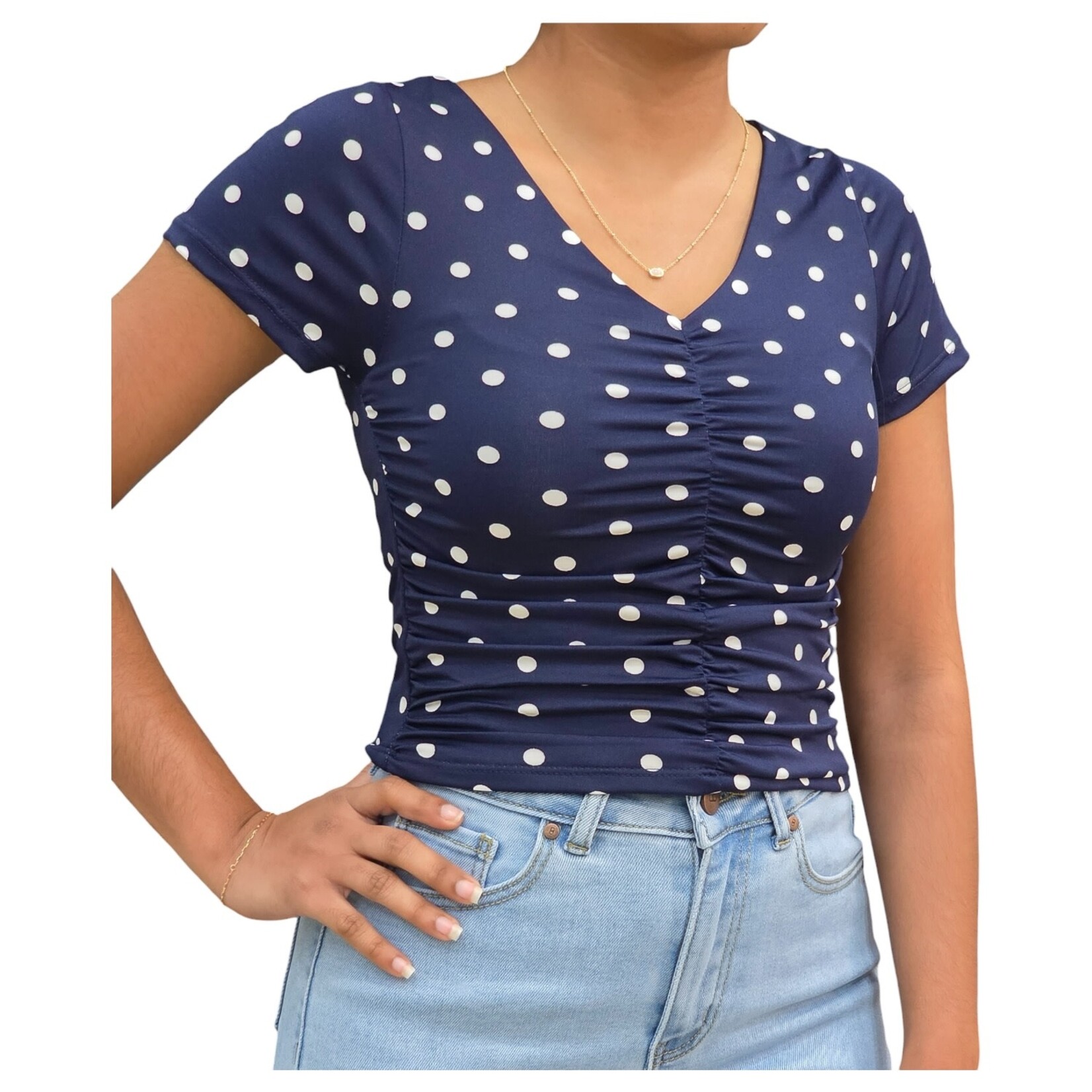 DENIM LOVERS DENIM LOVERS POLKA DOT SHORT SLEEVE TOP 010-44686
