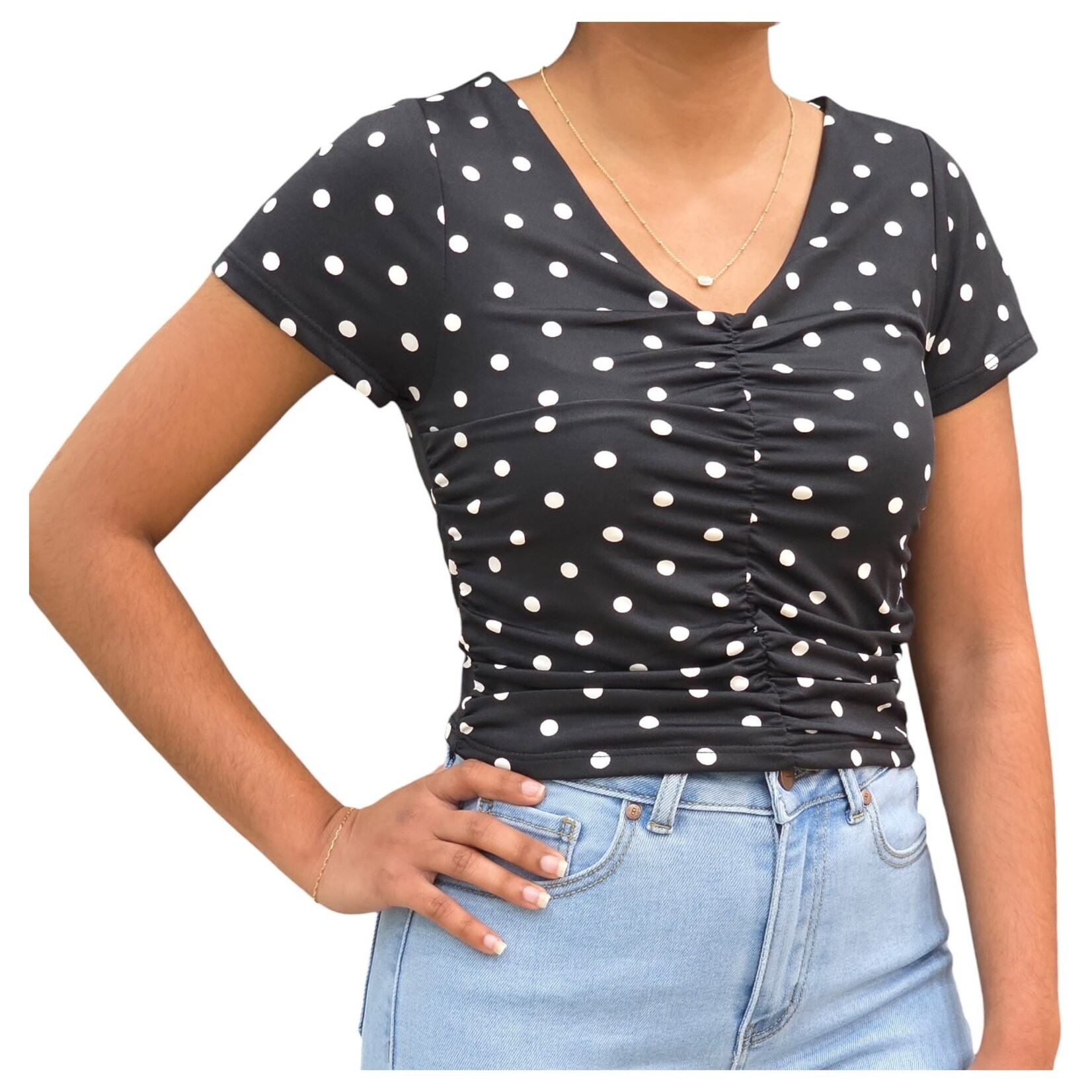 DENIM LOVERS DENIM LOVERS POLKA DOT SHORT SLEEVE TOP 010-44686