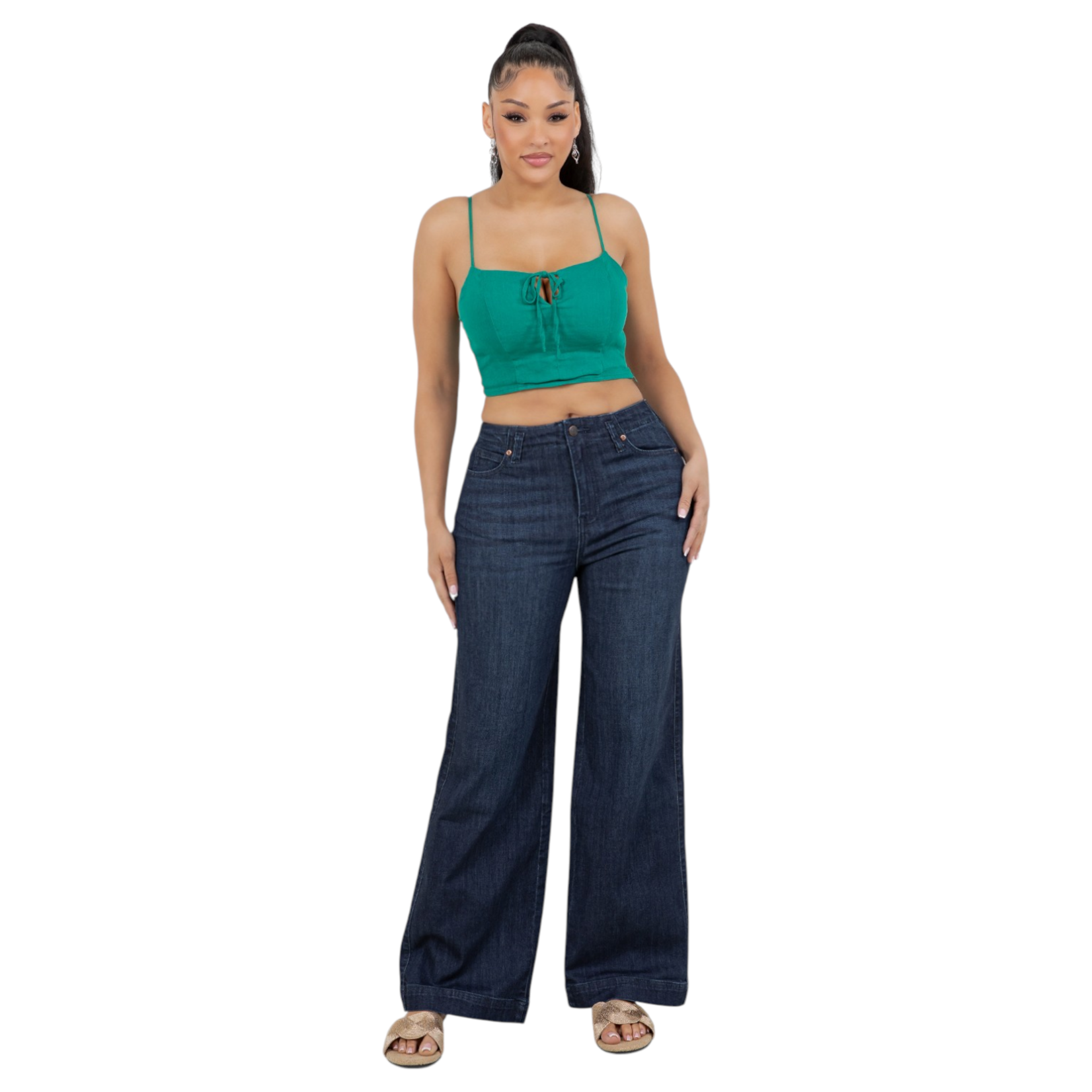 ENCORE JEANS ENCORE WIDE LEG RIVET JEAN V2707D