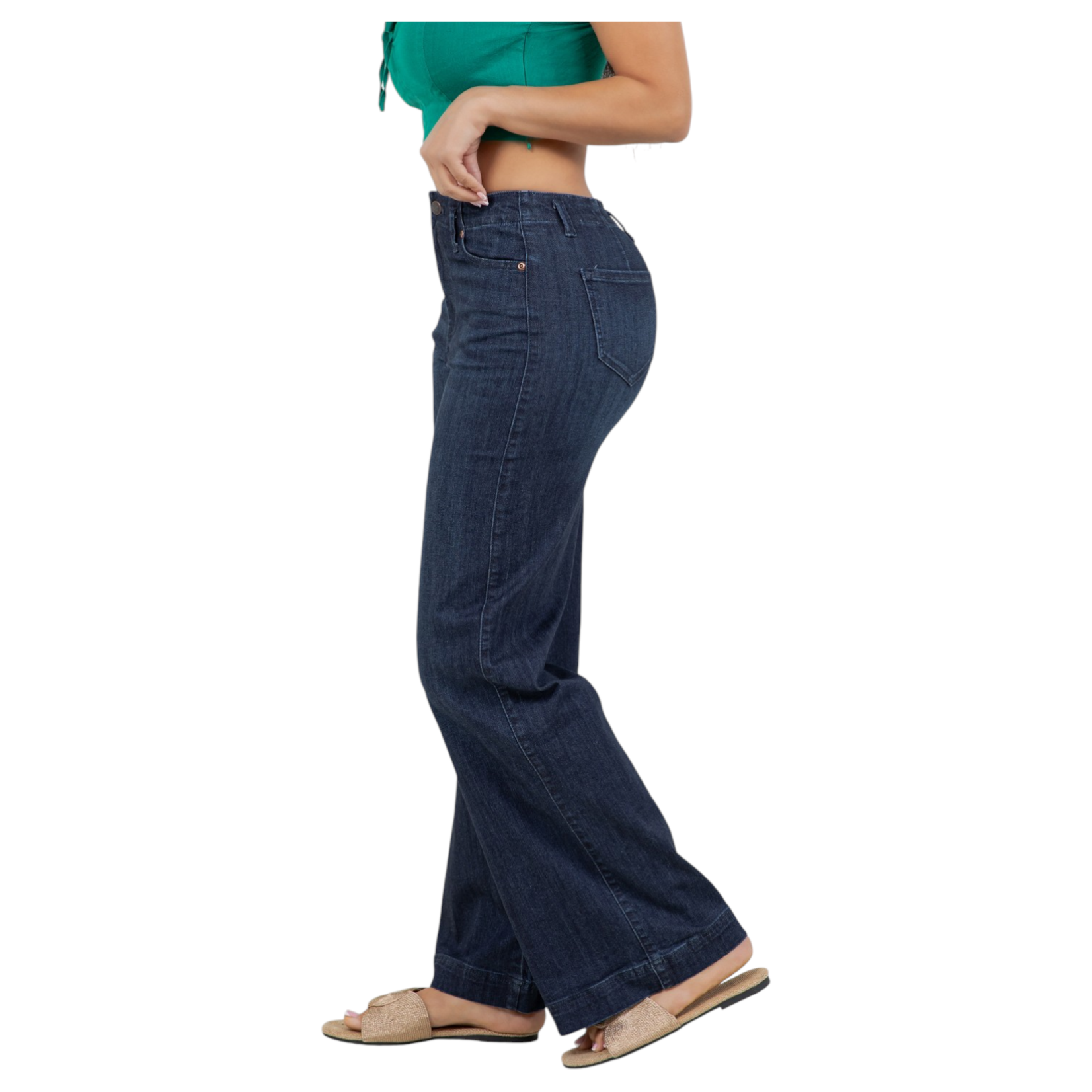 ENCORE JEANS ENCORE WIDE LEG RIVET JEAN V2707D