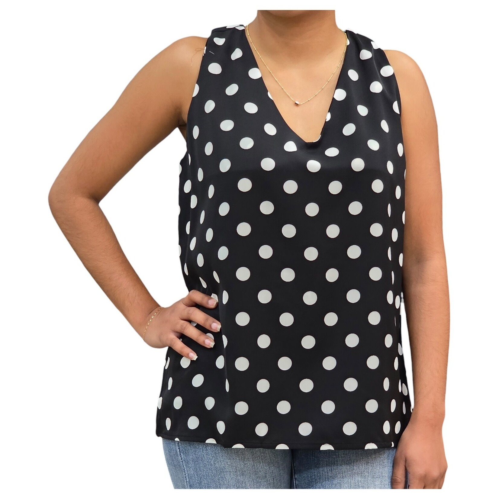 ZAWARY SOFIA'S SLEEVELESS POLKA DOT TOP B-5910