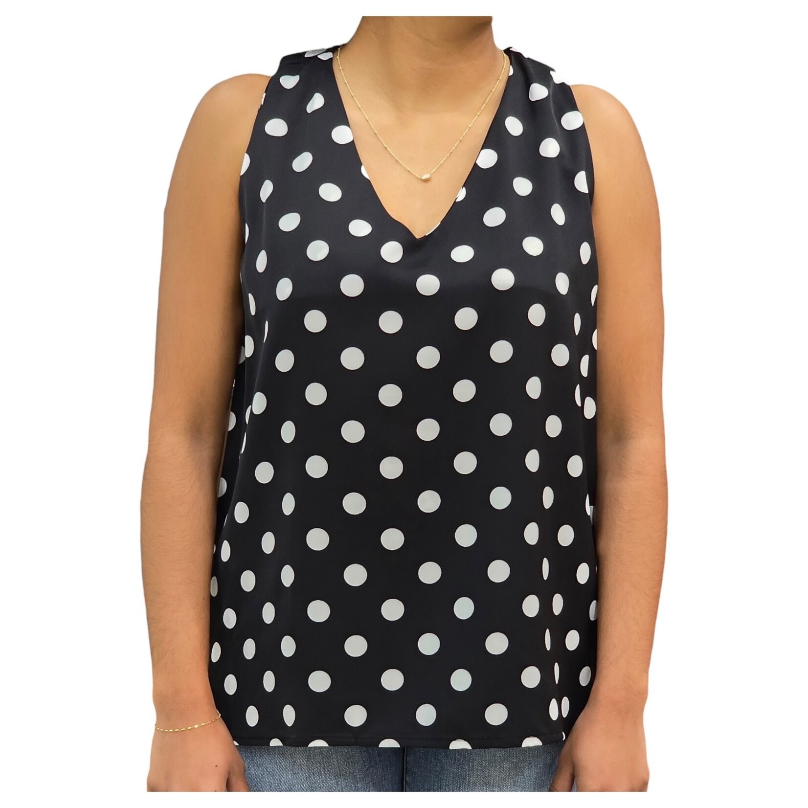 ZAWARY SOFIA'S SLEEVELESS POLKA DOT TOP B-5910