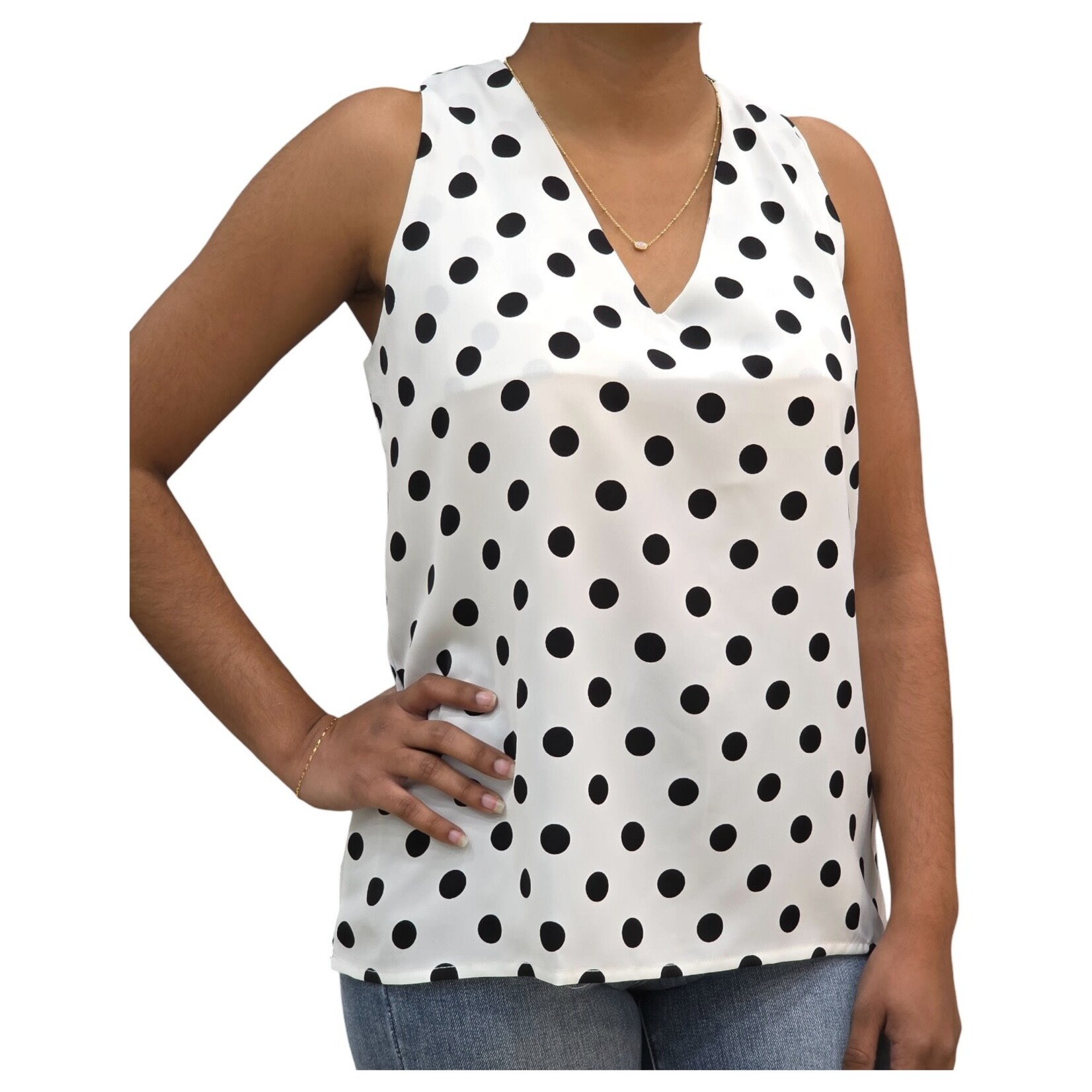 ZAWARY SOFIA'S SLEEVELESS POLKA DOT TOP B-5910