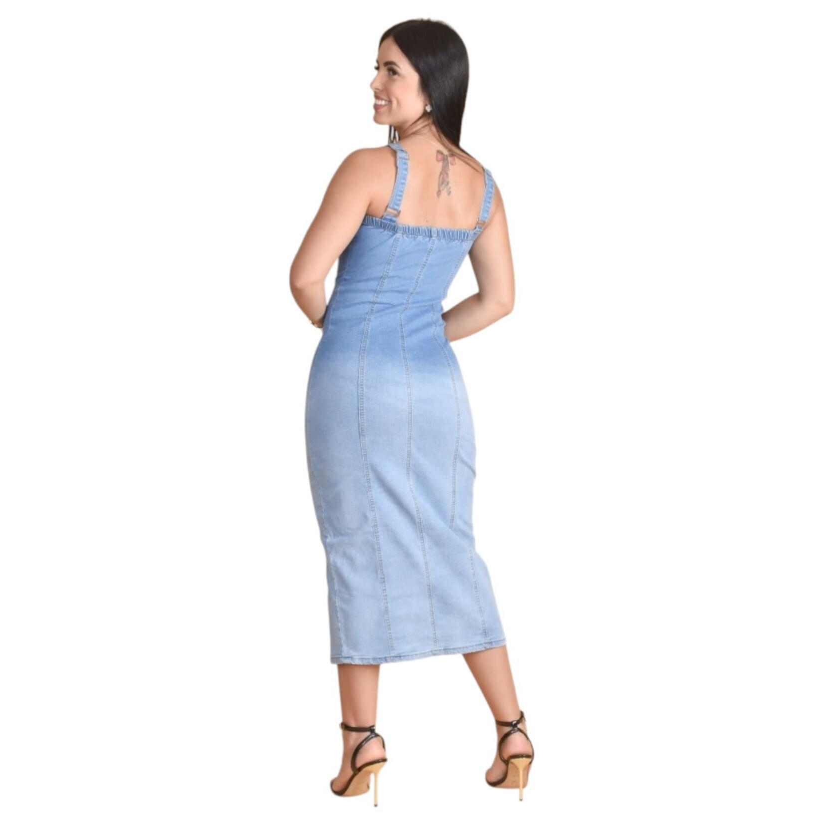 CHOCOLATE CHOCOLATE SLEEVELESS BUTTON UP DENIM DRESS B15740