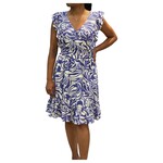 BON AMI BON AMI ABSTRACT PRINT FRILL CAP SLEEVE WITH TIE BELT MIDI DRESS D51121