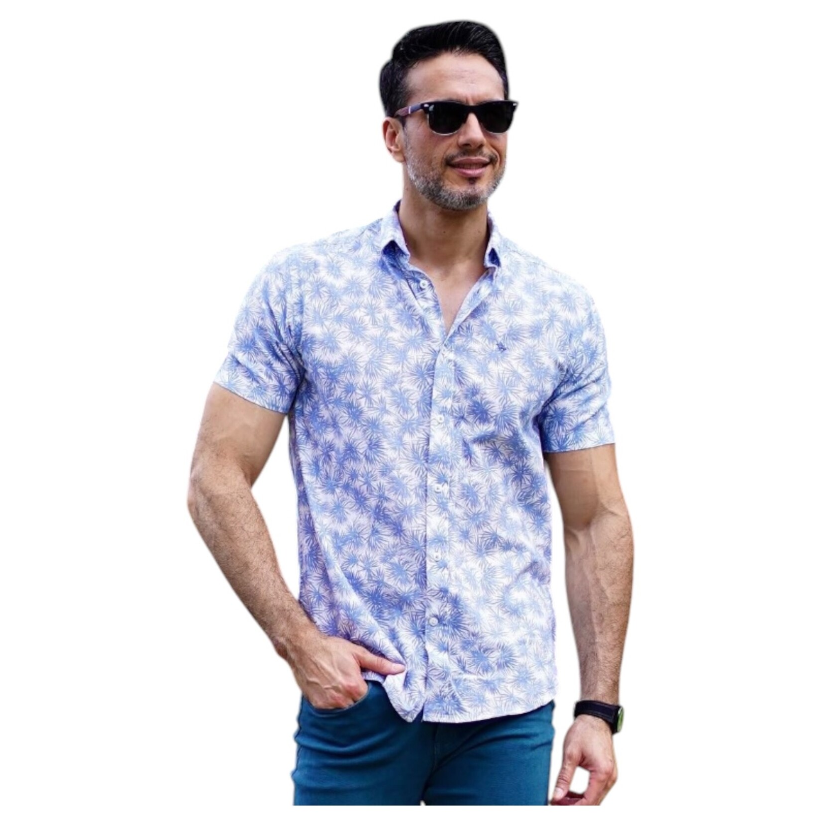 LONG BEACH POLO CLUB LONG BEACH POLO CLUB SHORT SLEEVE PALM PRINT SHIRT LBPC-A03-208R