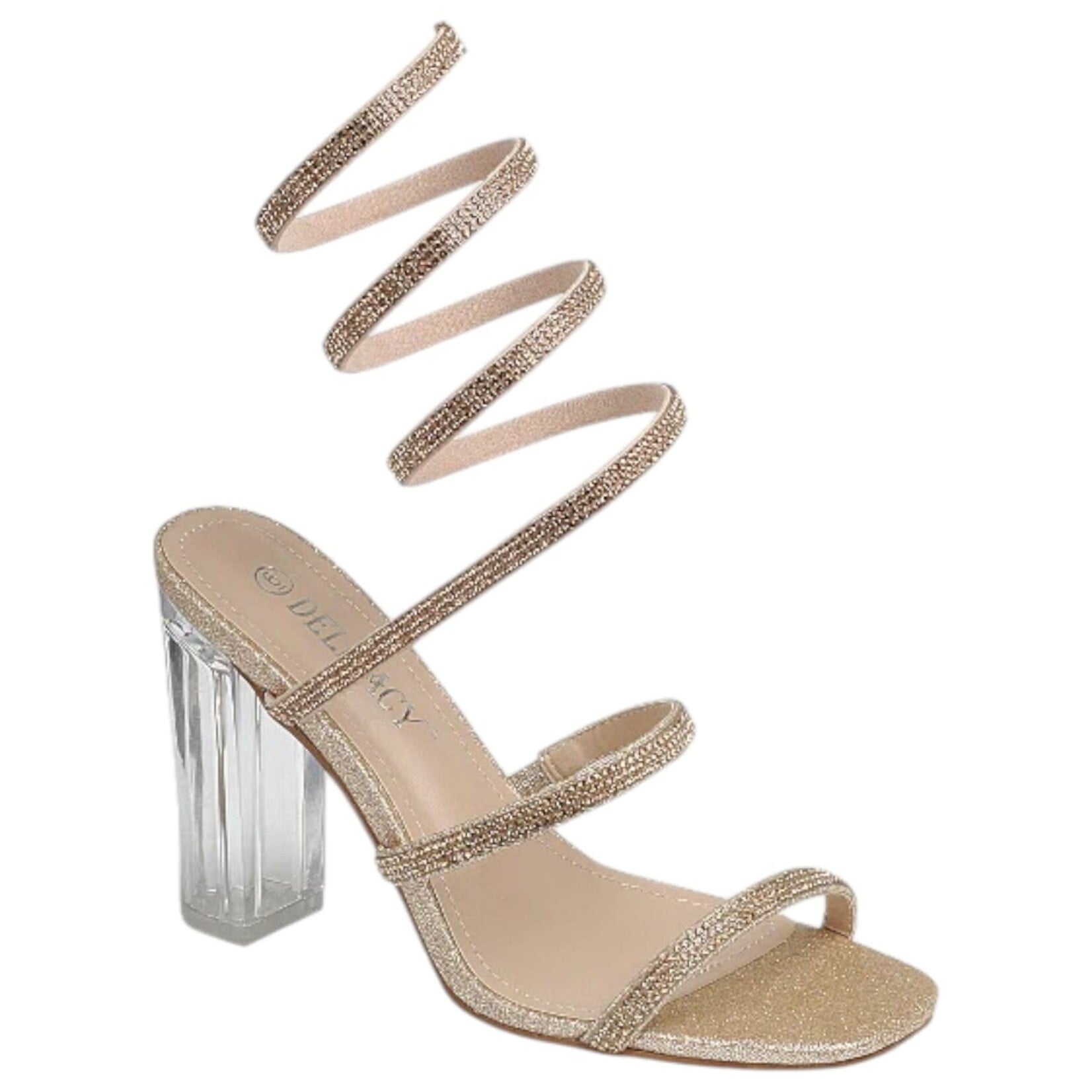 FOREVER FOREVER RHINESTONE SPIRAL BLOCK HEEL VERONICA-102