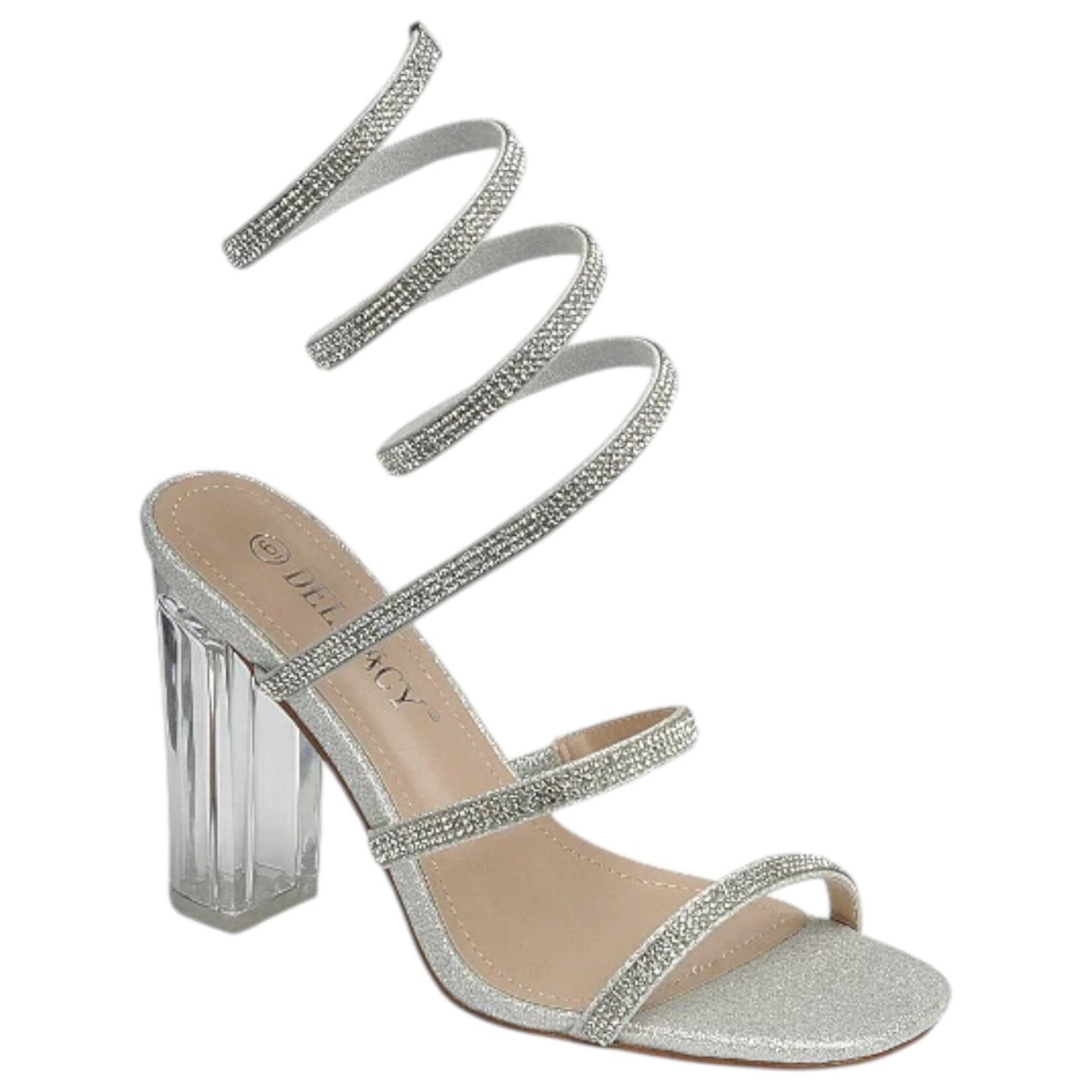 FOREVER FOREVER RHINESTONE SPIRAL BLOCK HEEL VERONICA-102